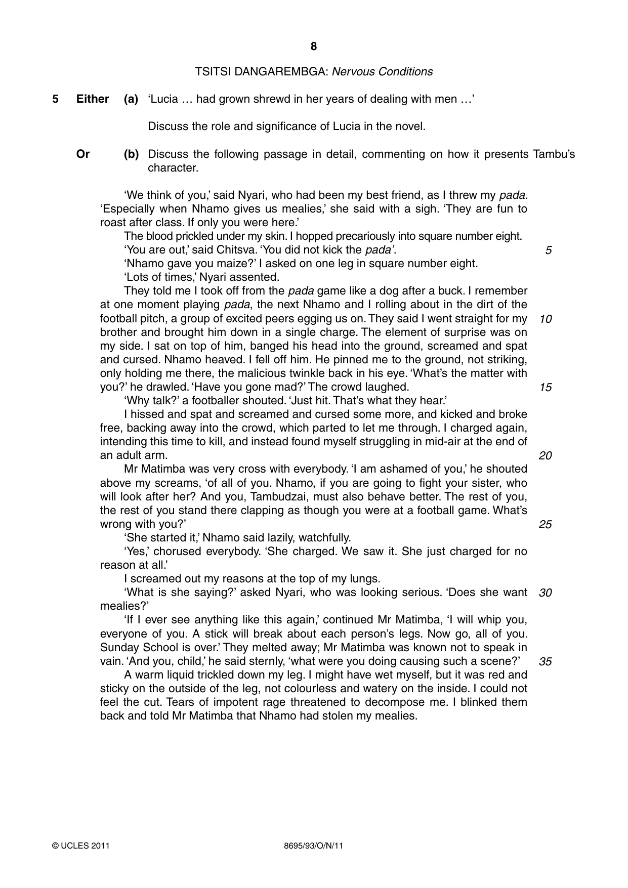 Cambridge A Level English - Language and Literature (AS Level only, from 2016) 8695 2011 Oct/Nov Paper 9 · Variant 3 question paper, page 8 of 17