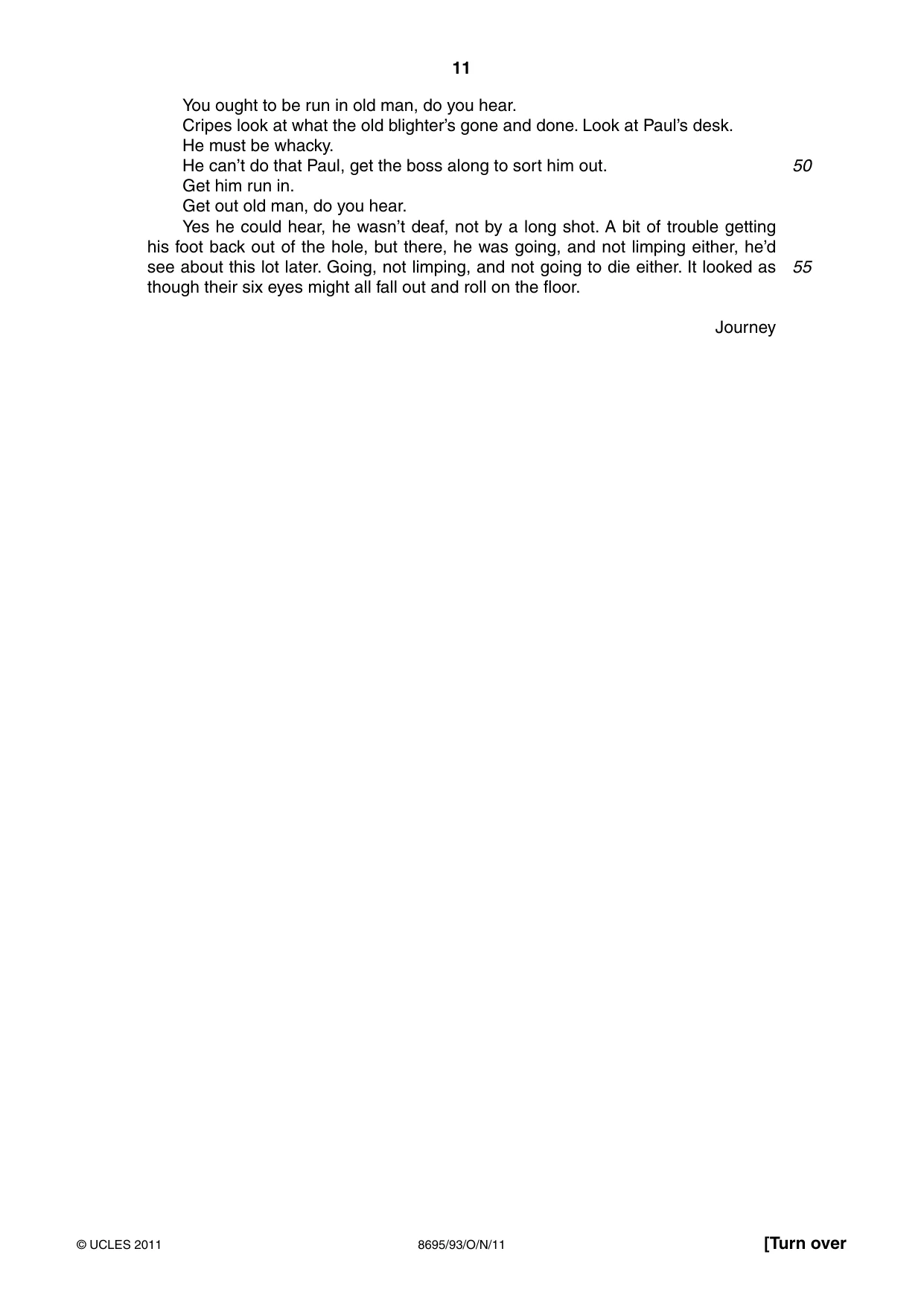 Cambridge A Level English - Language and Literature (AS Level only, from 2016) 8695 2011 Oct/Nov Paper 9 · Variant 3 question paper, page 11 of 17