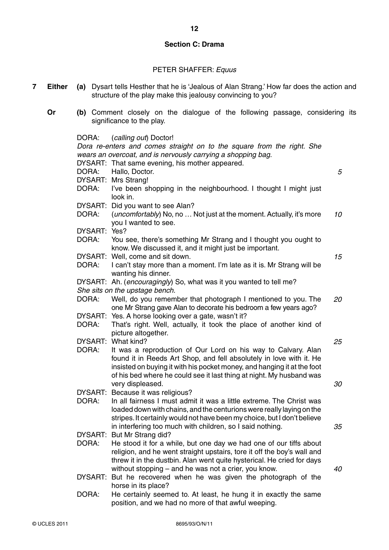 Cambridge A Level English - Language and Literature (AS Level only, from 2016) 8695 2011 Oct/Nov Paper 9 · Variant 3 question paper, page 12 of 17