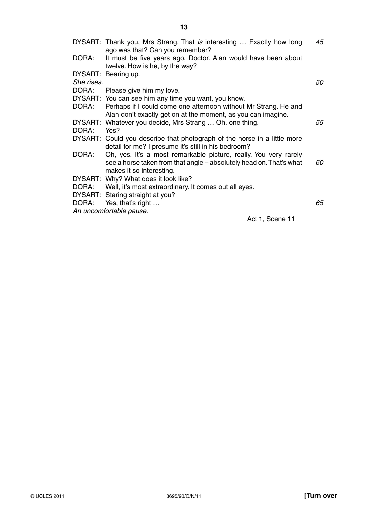 Cambridge A Level English - Language and Literature (AS Level only, from 2016) 8695 2011 Oct/Nov Paper 9 · Variant 3 question paper, page 13 of 17