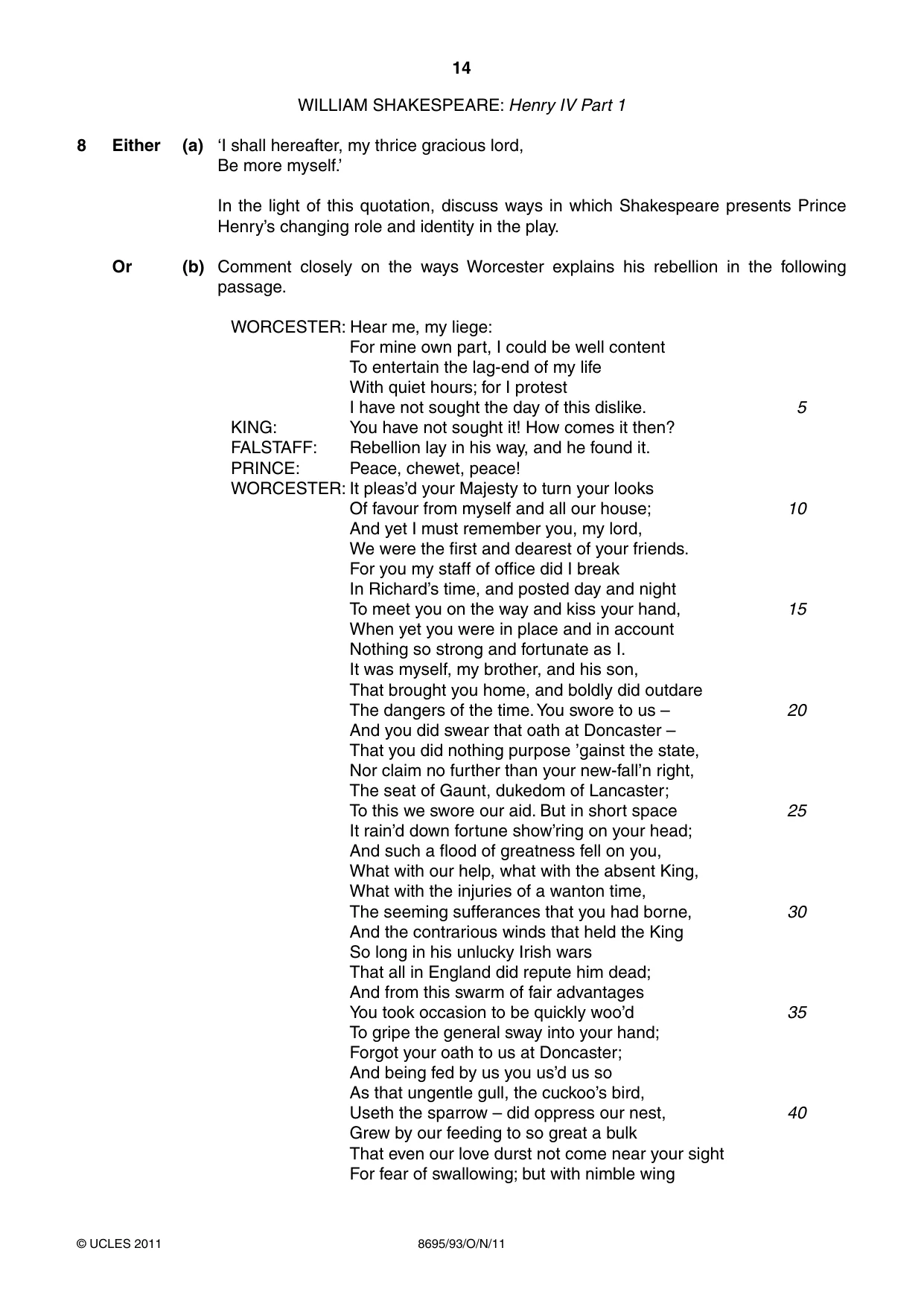 Cambridge A Level English - Language and Literature (AS Level only, from 2016) 8695 2011 Oct/Nov Paper 9 · Variant 3 question paper, page 14 of 17