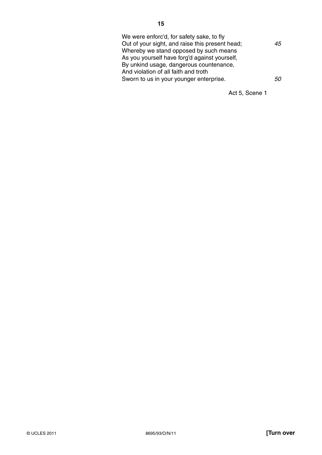 Cambridge A Level English - Language and Literature (AS Level only, from 2016) 8695 2011 Oct/Nov Paper 9 · Variant 3 question paper, page 15 of 17