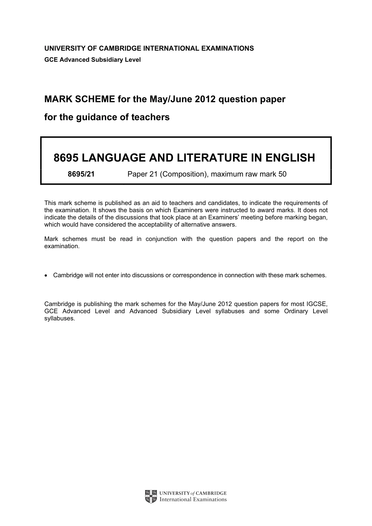 Mark scheme, page 1 of 4