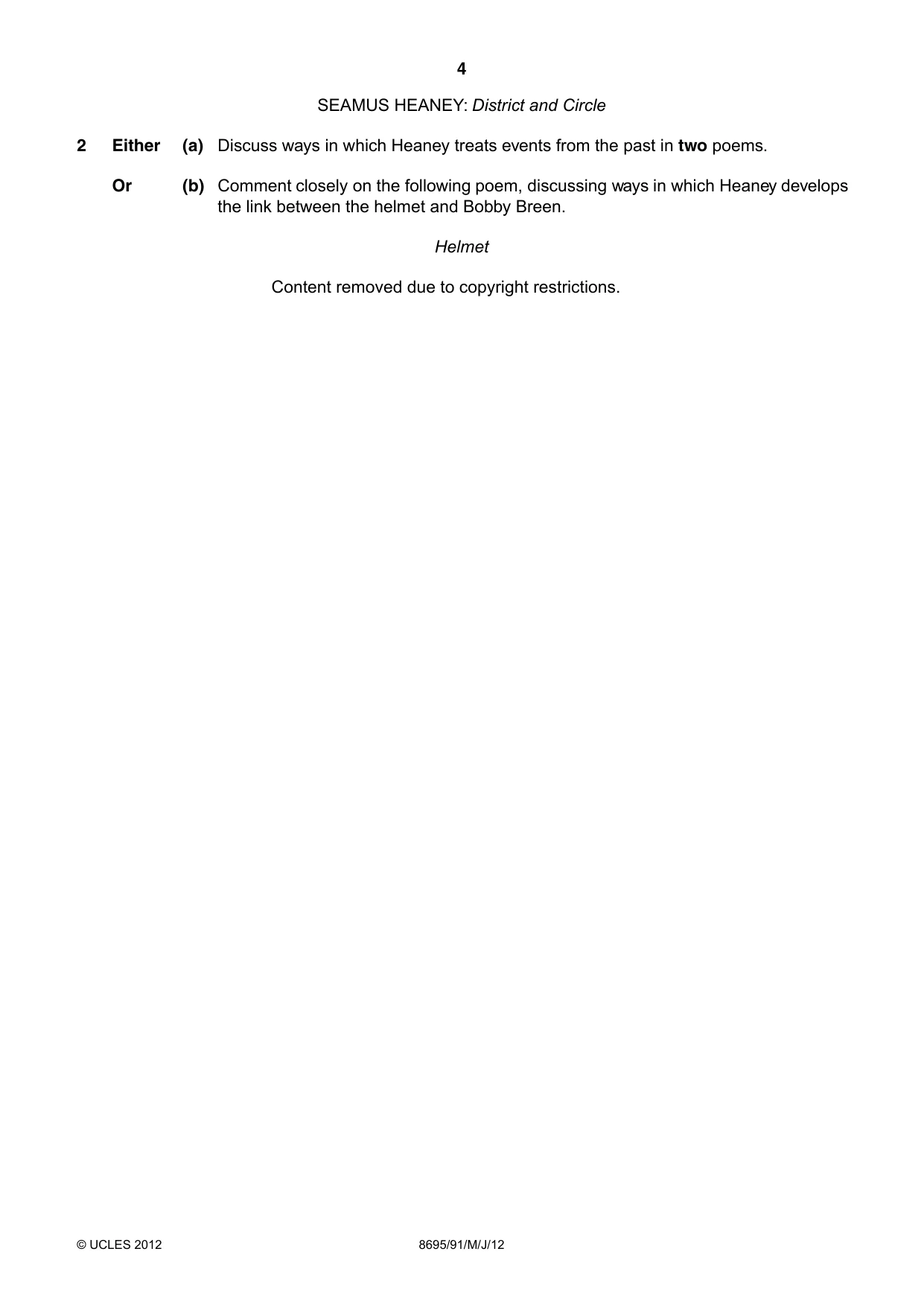 Cambridge A Level English - Language and Literature (AS Level only, from 2016) 8695 2012 May/June Paper 9 · Variant 1 question paper, page 4 of 17