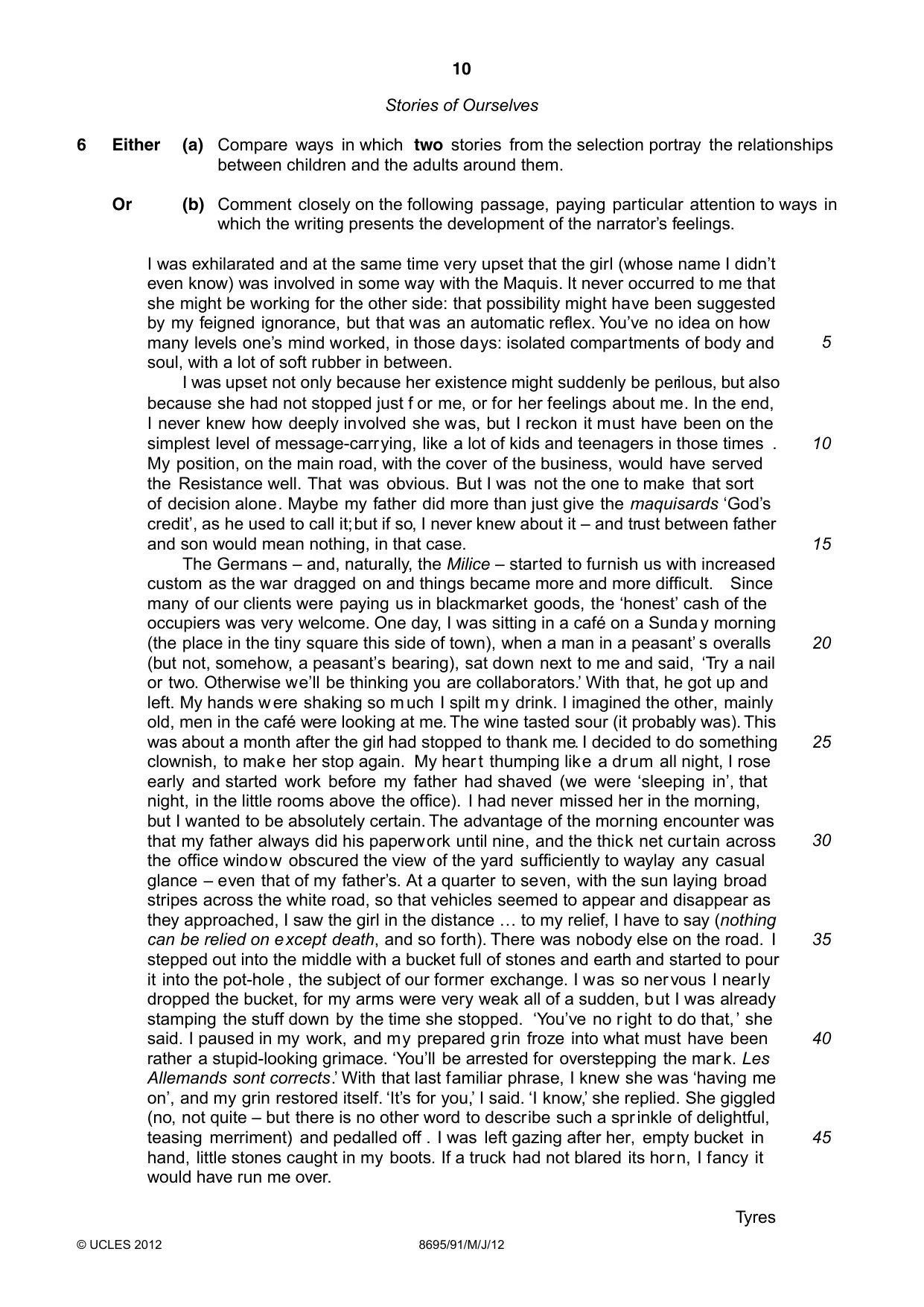 Cambridge A Level English - Language and Literature (AS Level only, from 2016) 8695 2012 May/June Paper 9 · Variant 1 question paper, page 10 of 17