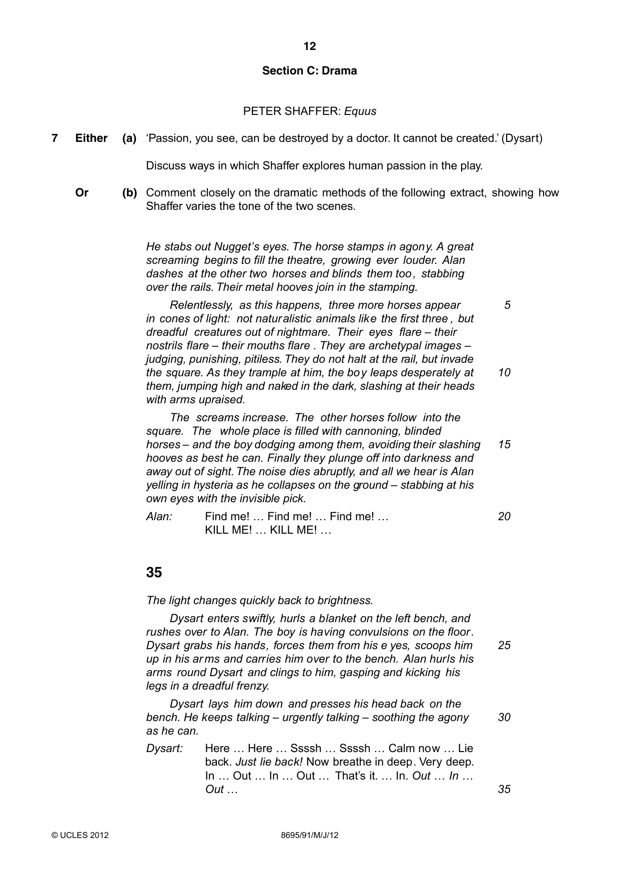 Cambridge A Level English - Language and Literature (AS Level only, from 2016) 8695 2012 May/June Paper 9 · Variant 1 question paper, page 12 of 17