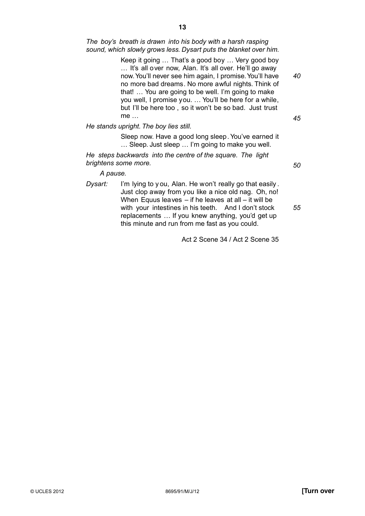 Cambridge A Level English - Language and Literature (AS Level only, from 2016) 8695 2012 May/June Paper 9 · Variant 1 question paper, page 13 of 17