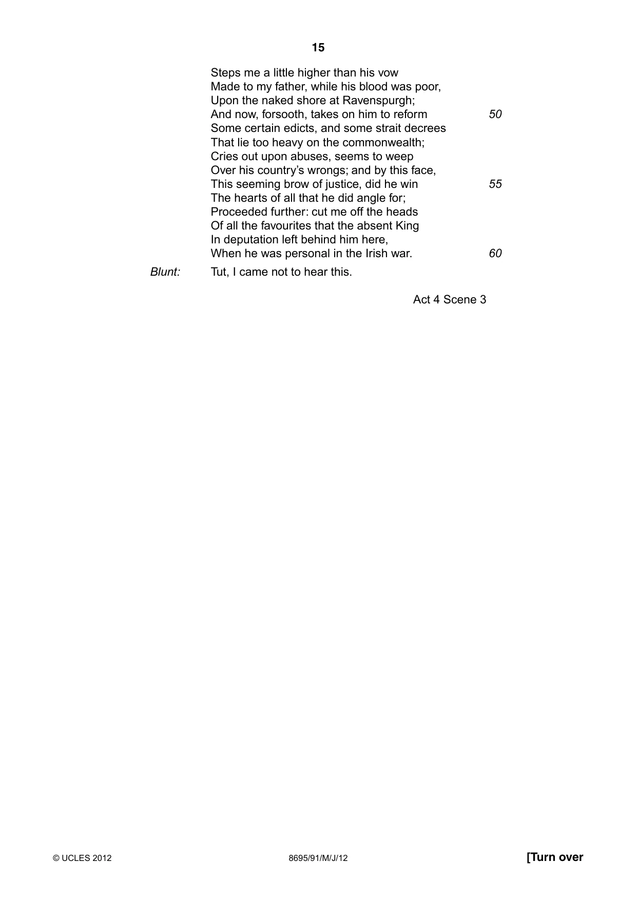 Cambridge A Level English - Language and Literature (AS Level only, from 2016) 8695 2012 May/June Paper 9 · Variant 1 question paper, page 15 of 17