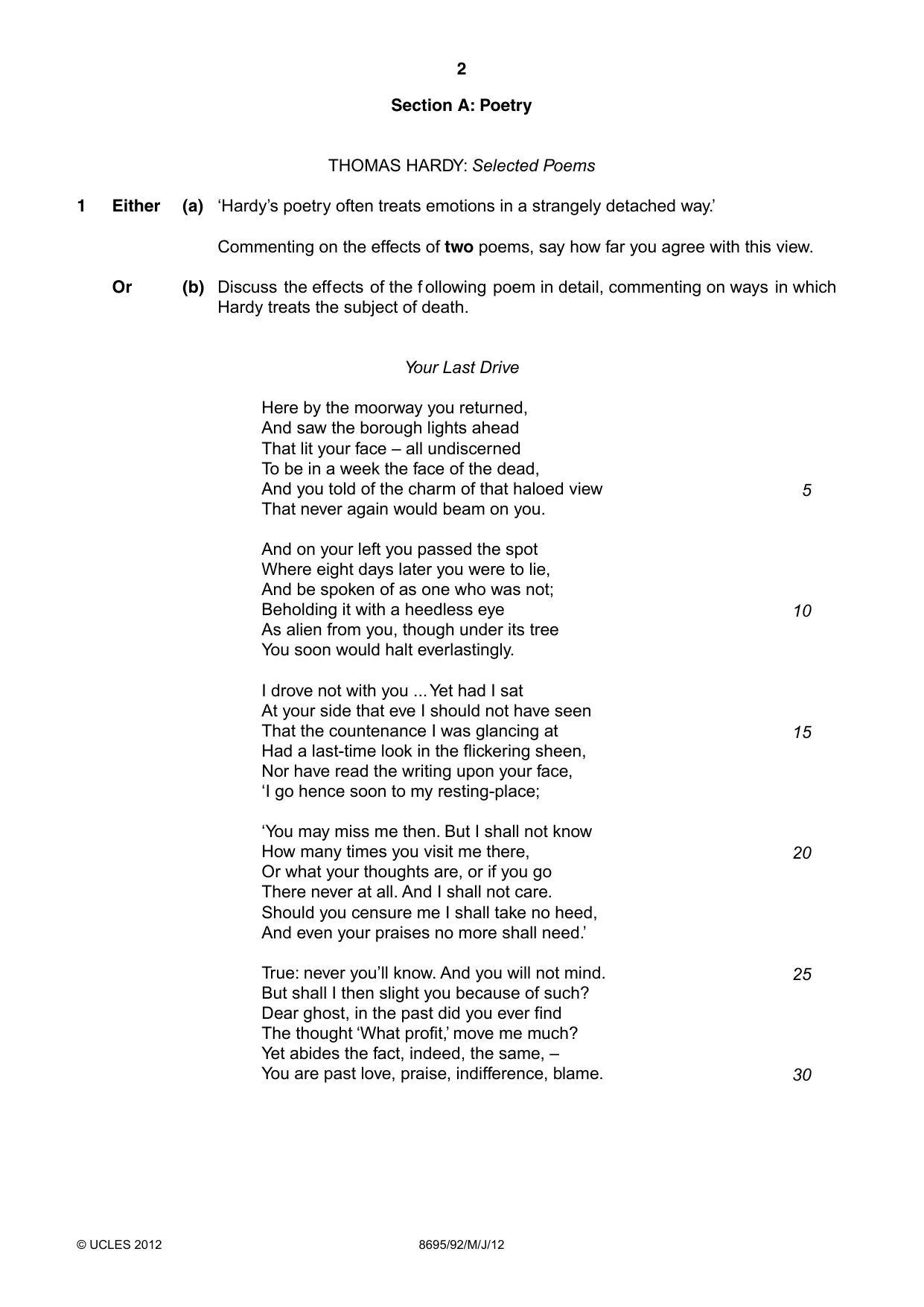 Cambridge A Level English - Language and Literature (AS Level only, from 2016) 8695 2012 May/June Paper 9 · Variant 2 question paper, page 2 of 17