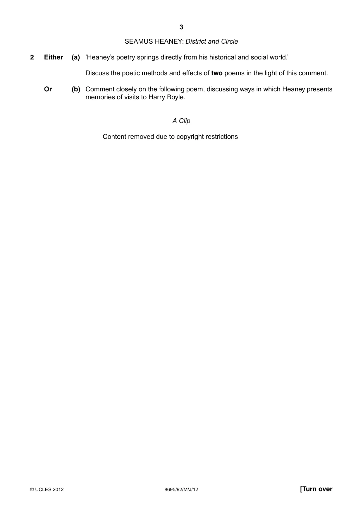 Cambridge A Level English - Language and Literature (AS Level only, from 2016) 8695 2012 May/June Paper 9 · Variant 2 question paper, page 3 of 17