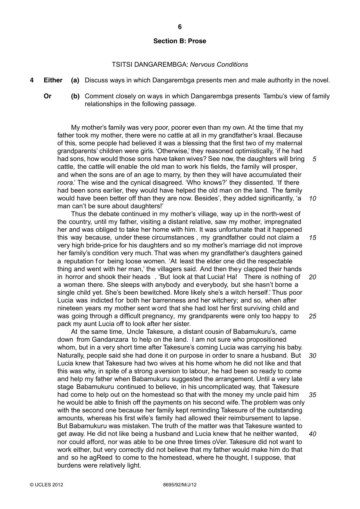 Cambridge A Level English - Language and Literature (AS Level only, from 2016) 8695 2012 May/June Paper 9 · Variant 2 question paper, page 6 of 17