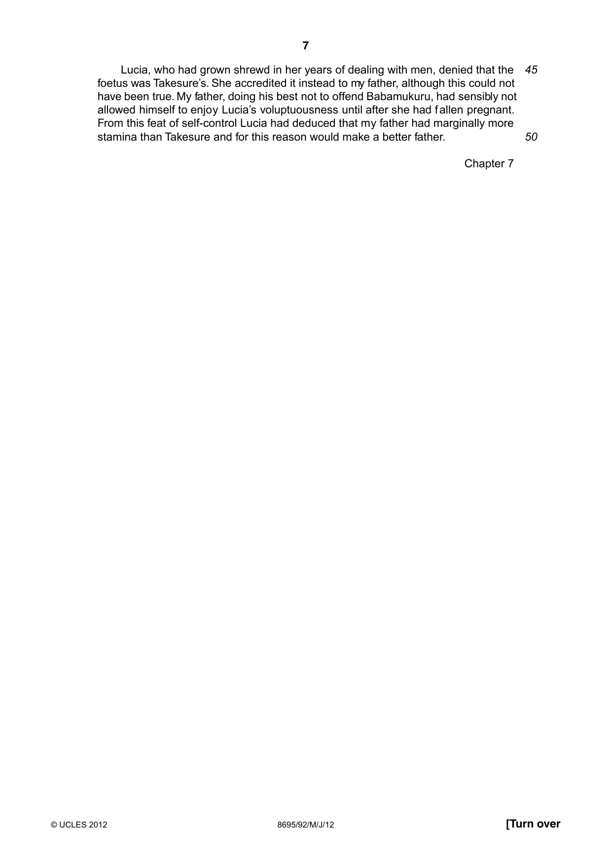 Cambridge A Level English - Language and Literature (AS Level only, from 2016) 8695 2012 May/June Paper 9 · Variant 2 question paper, page 7 of 17