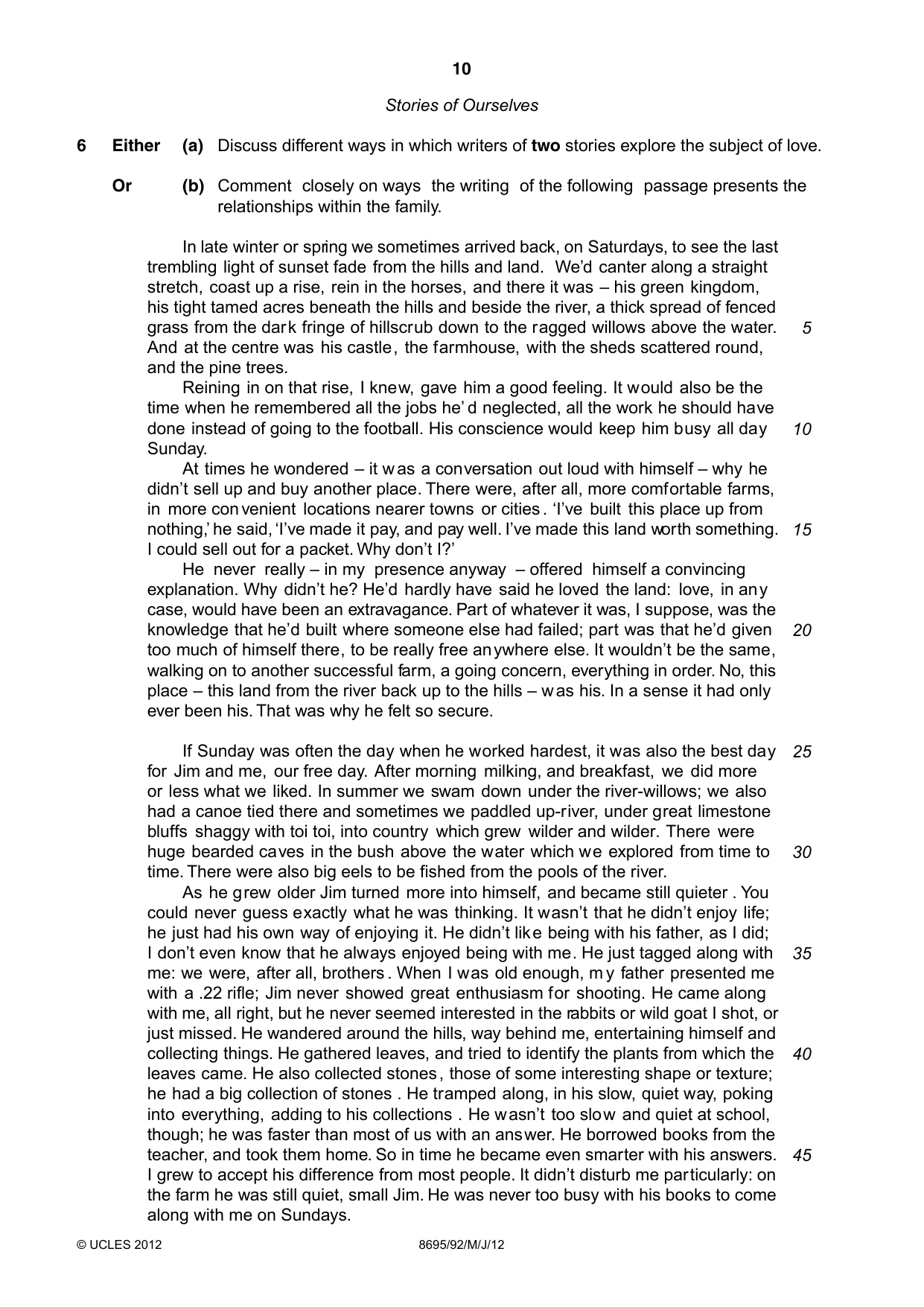 Cambridge A Level English - Language and Literature (AS Level only, from 2016) 8695 2012 May/June Paper 9 · Variant 2 question paper, page 10 of 17