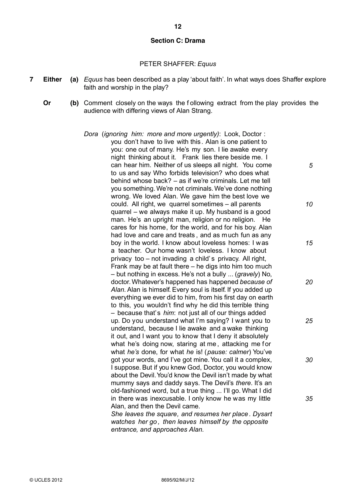 Cambridge A Level English - Language and Literature (AS Level only, from 2016) 8695 2012 May/June Paper 9 · Variant 2 question paper, page 12 of 17