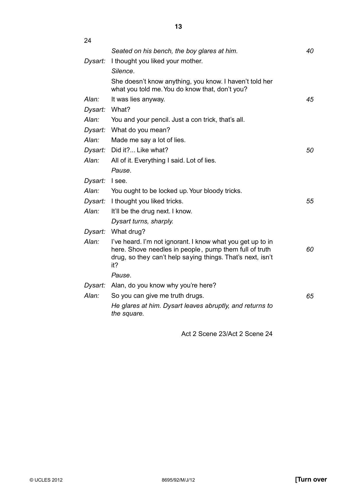 Cambridge A Level English - Language and Literature (AS Level only, from 2016) 8695 2012 May/June Paper 9 · Variant 2 question paper, page 13 of 17