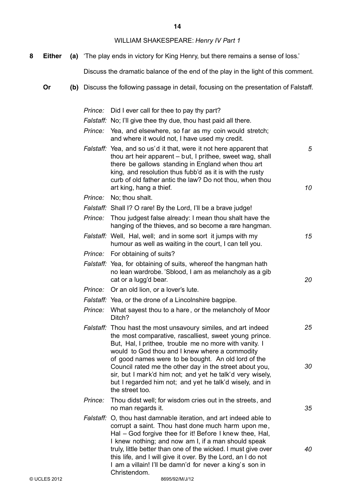 Cambridge A Level English - Language and Literature (AS Level only, from 2016) 8695 2012 May/June Paper 9 · Variant 2 question paper, page 14 of 17