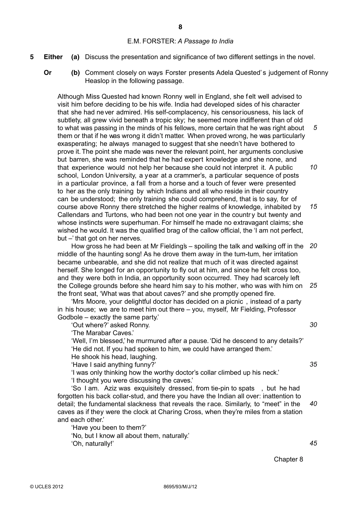 Cambridge A Level English - Language and Literature (AS Level only, from 2016) 8695 2012 May/June Paper 9 · Variant 3 question paper, page 8 of 17