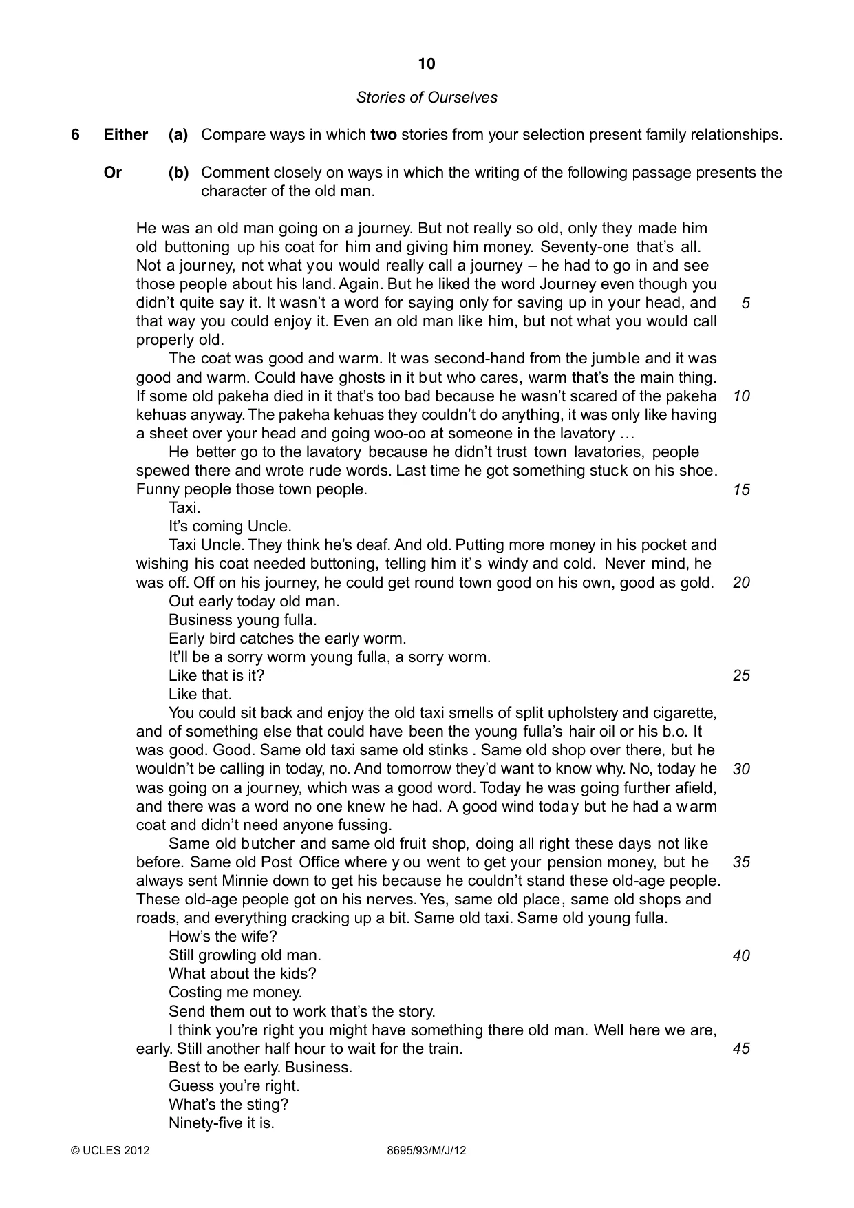 Cambridge A Level English - Language and Literature (AS Level only, from 2016) 8695 2012 May/June Paper 9 · Variant 3 question paper, page 10 of 17