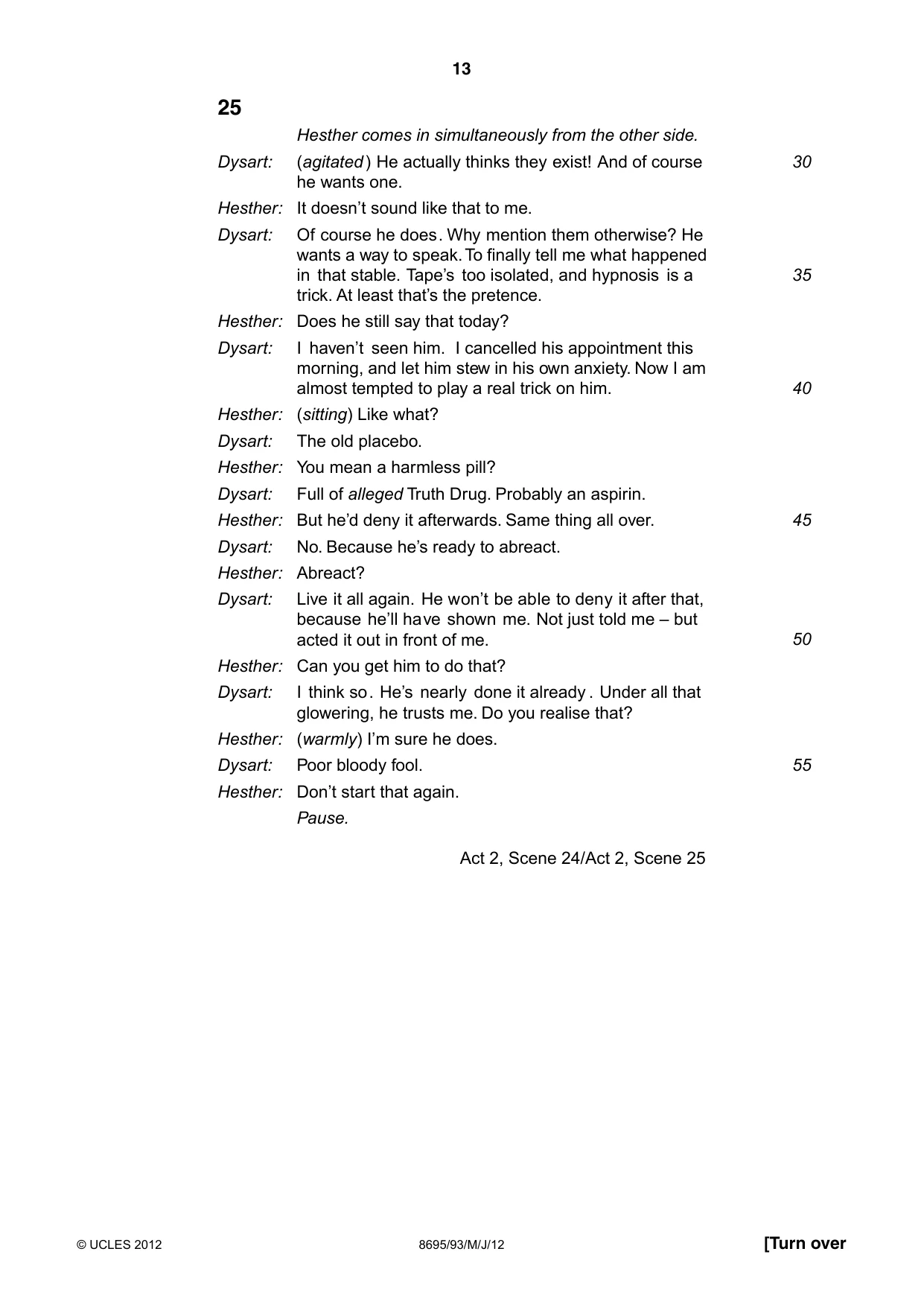 Cambridge A Level English - Language and Literature (AS Level only, from 2016) 8695 2012 May/June Paper 9 · Variant 3 question paper, page 13 of 17