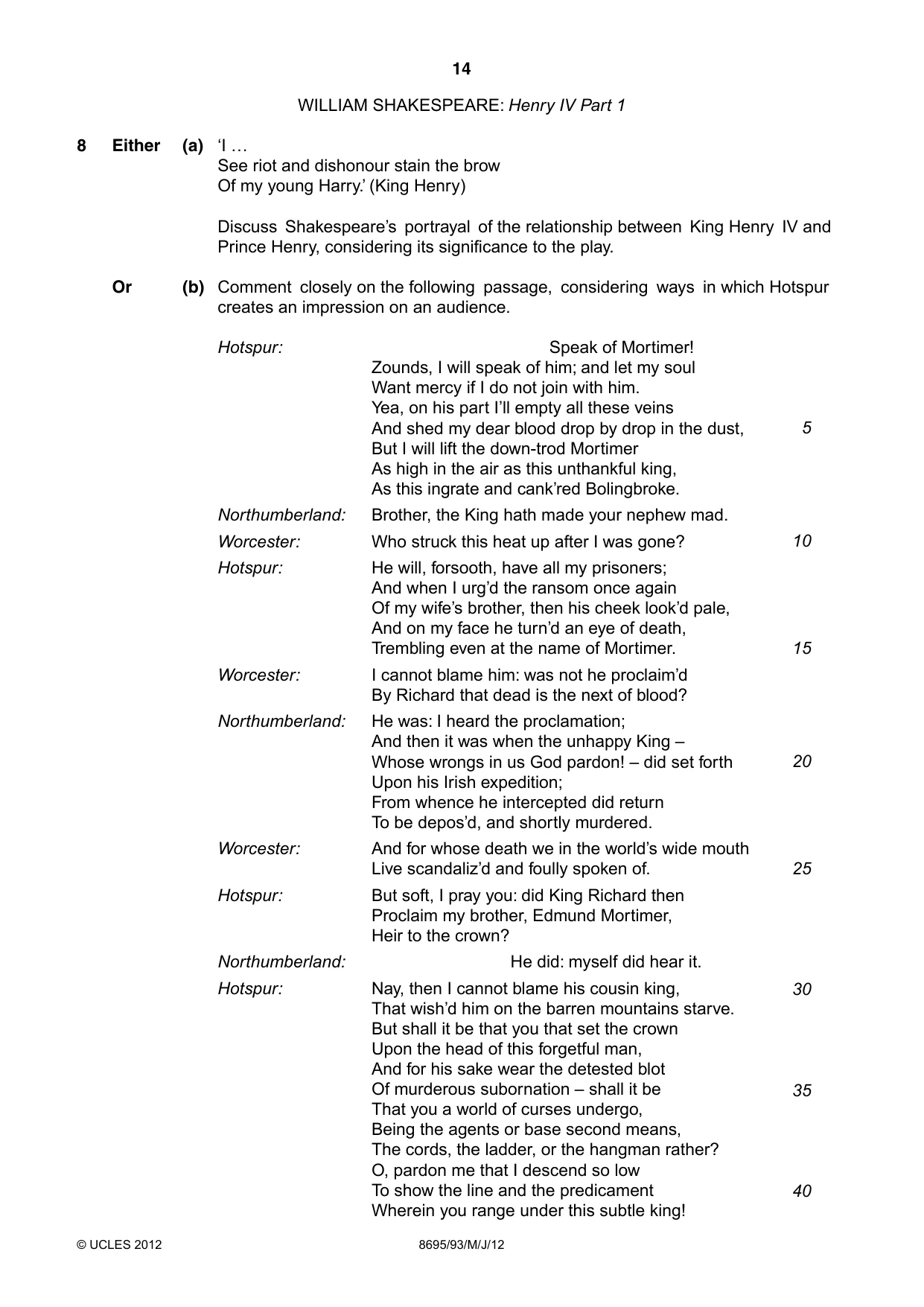 Cambridge A Level English - Language and Literature (AS Level only, from 2016) 8695 2012 May/June Paper 9 · Variant 3 question paper, page 14 of 17