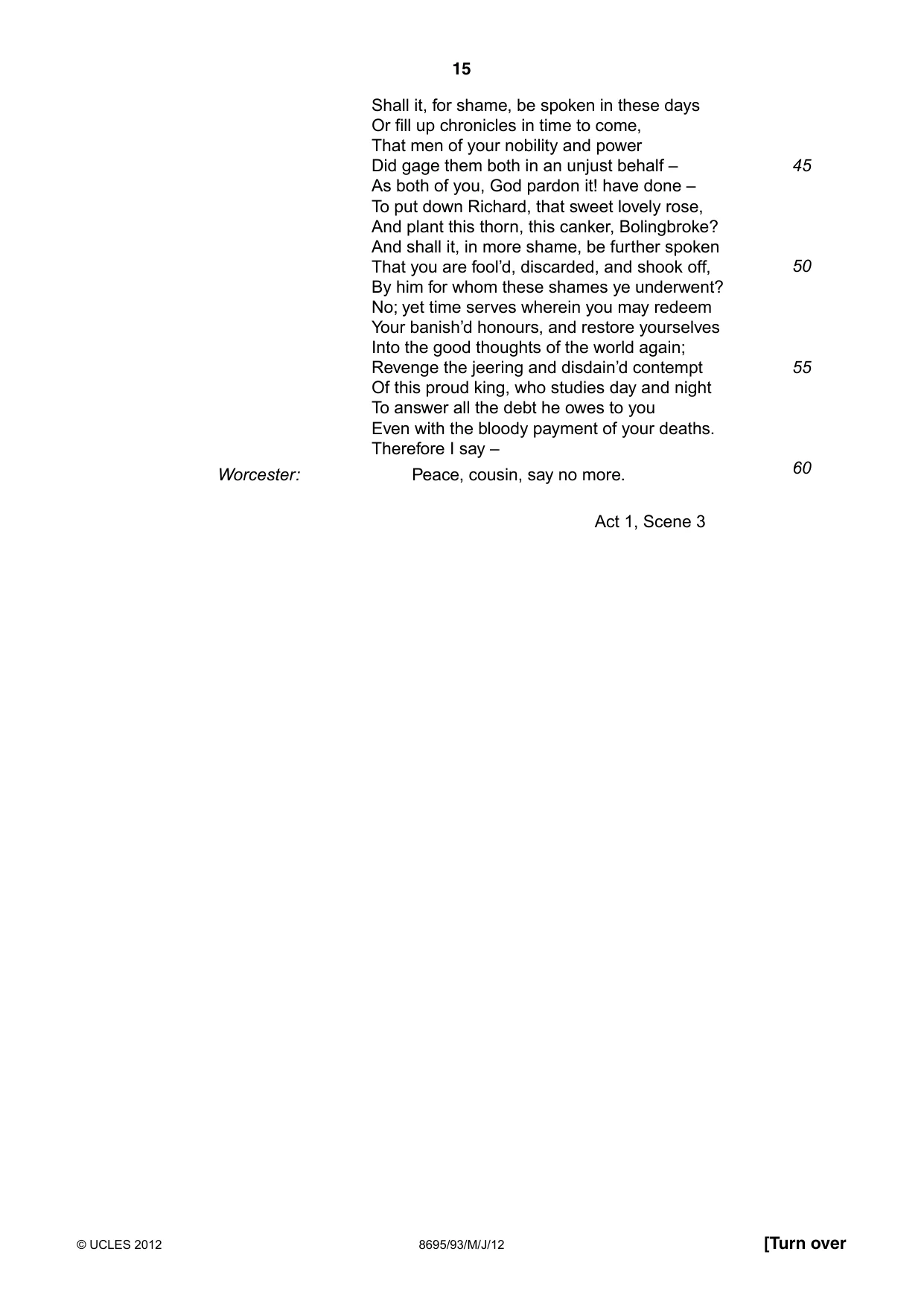 Cambridge A Level English - Language and Literature (AS Level only, from 2016) 8695 2012 May/June Paper 9 · Variant 3 question paper, page 15 of 17