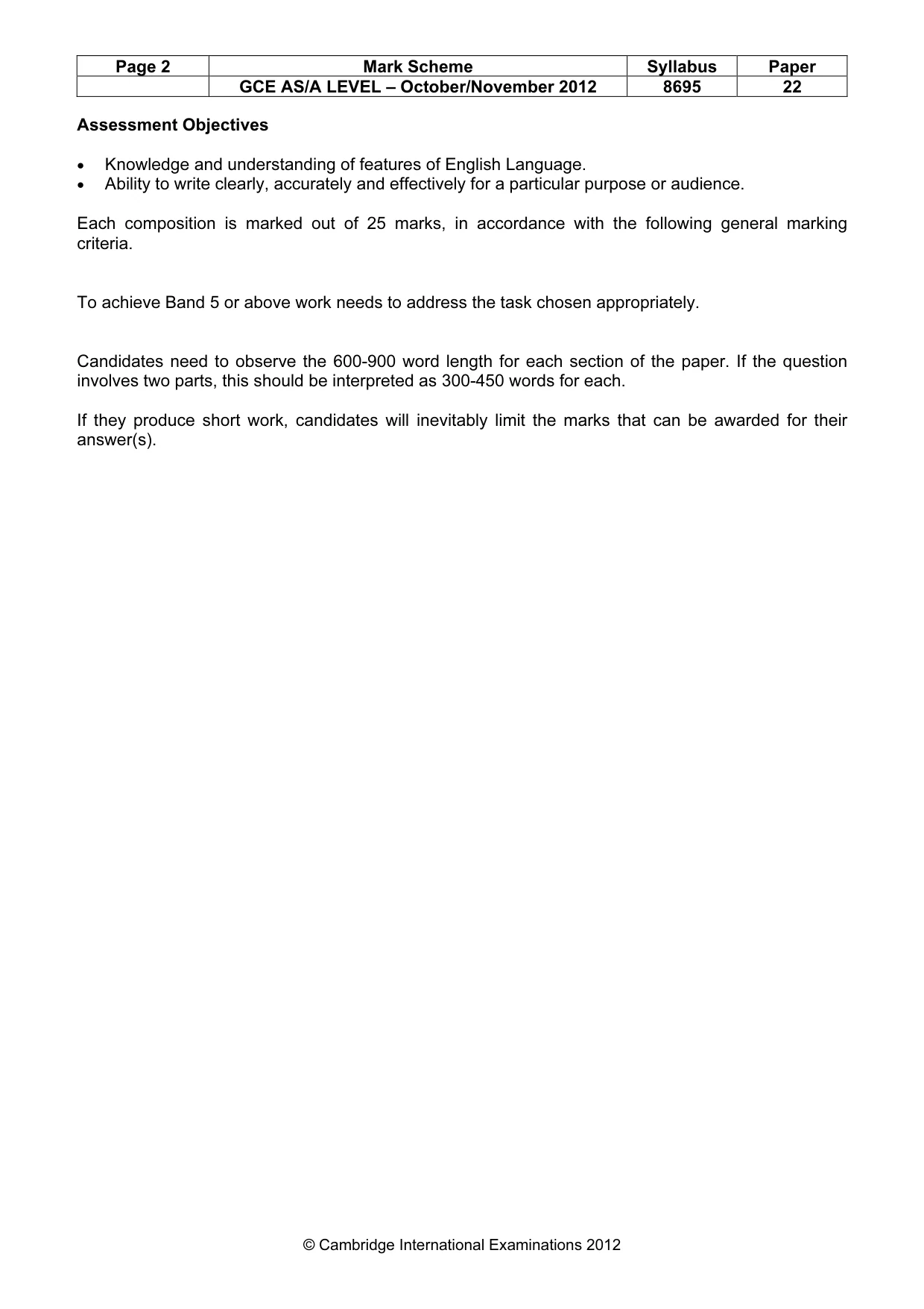 Mark scheme, page 2 of 4