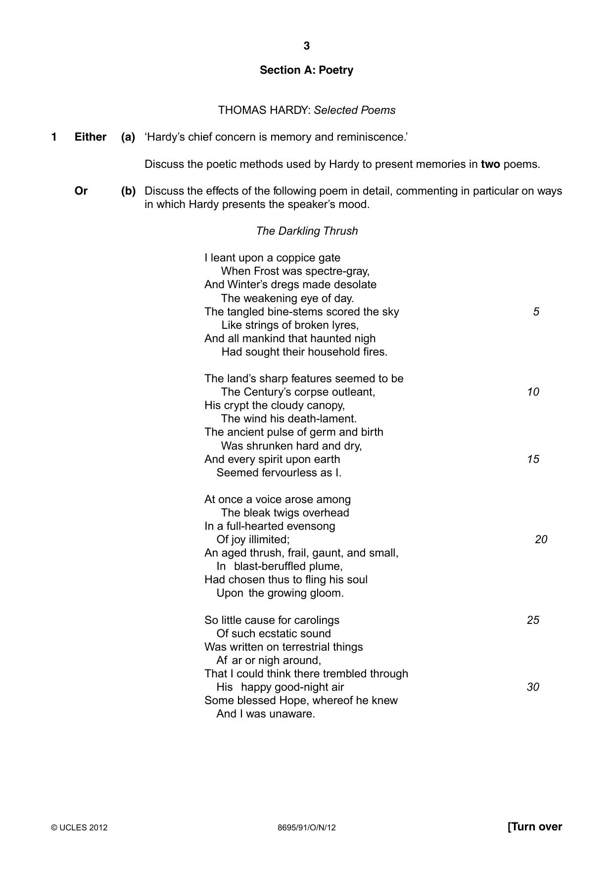 Cambridge A Level English - Language and Literature (AS Level only, from 2016) 8695 2012 Oct/Nov Paper 9 · Variant 1 question paper, page 3 of 14