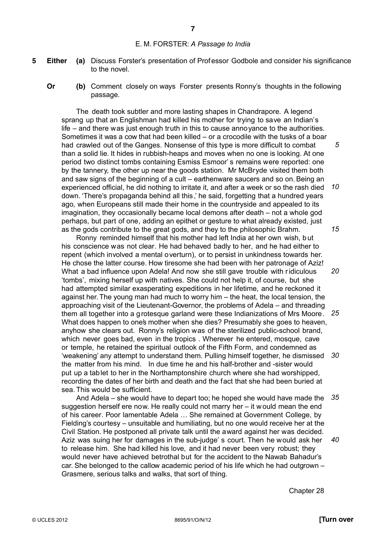 Cambridge A Level English - Language and Literature (AS Level only, from 2016) 8695 2012 Oct/Nov Paper 9 · Variant 1 question paper, page 7 of 14
