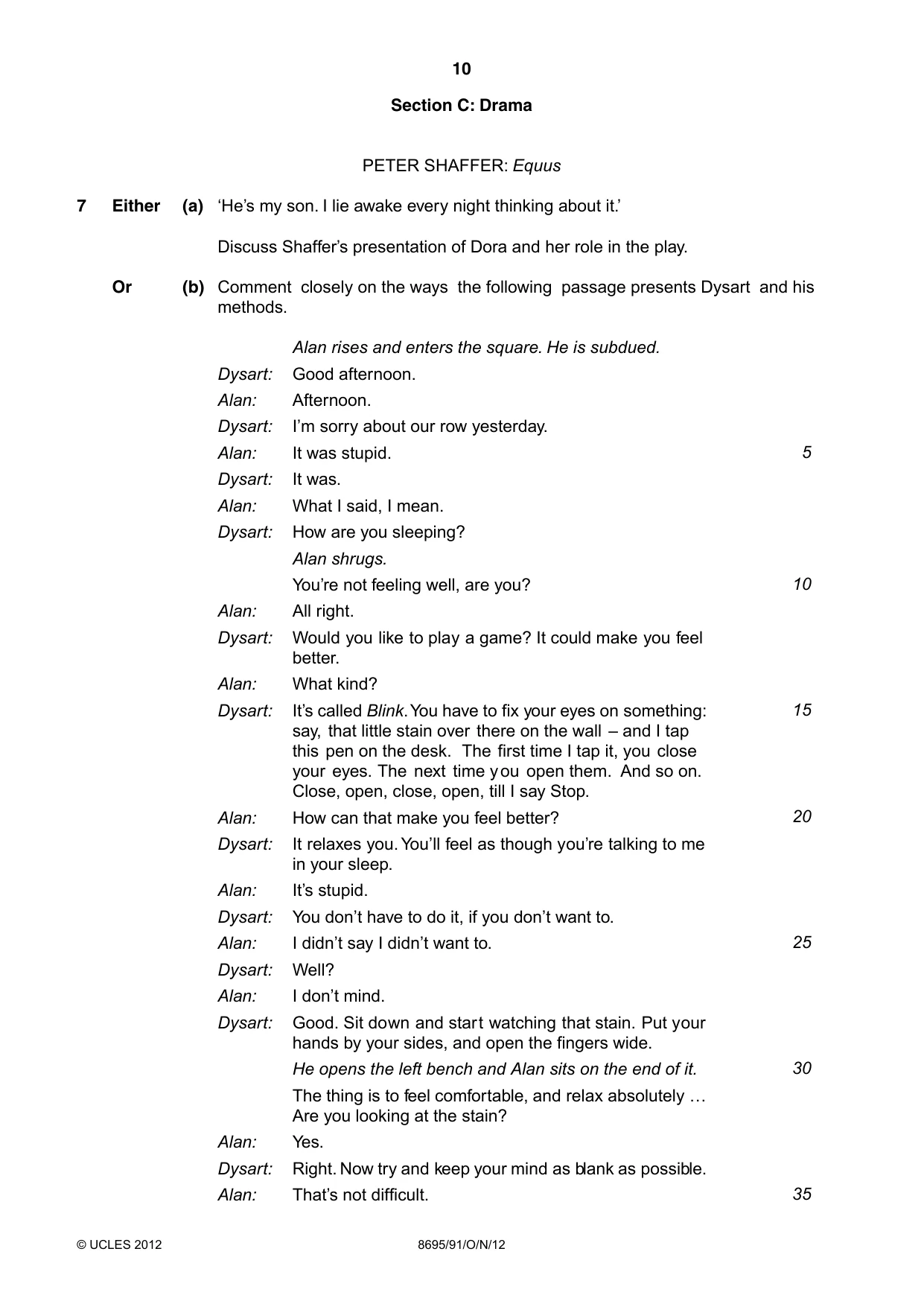 Cambridge A Level English - Language and Literature (AS Level only, from 2016) 8695 2012 Oct/Nov Paper 9 · Variant 1 question paper, page 9 of 14