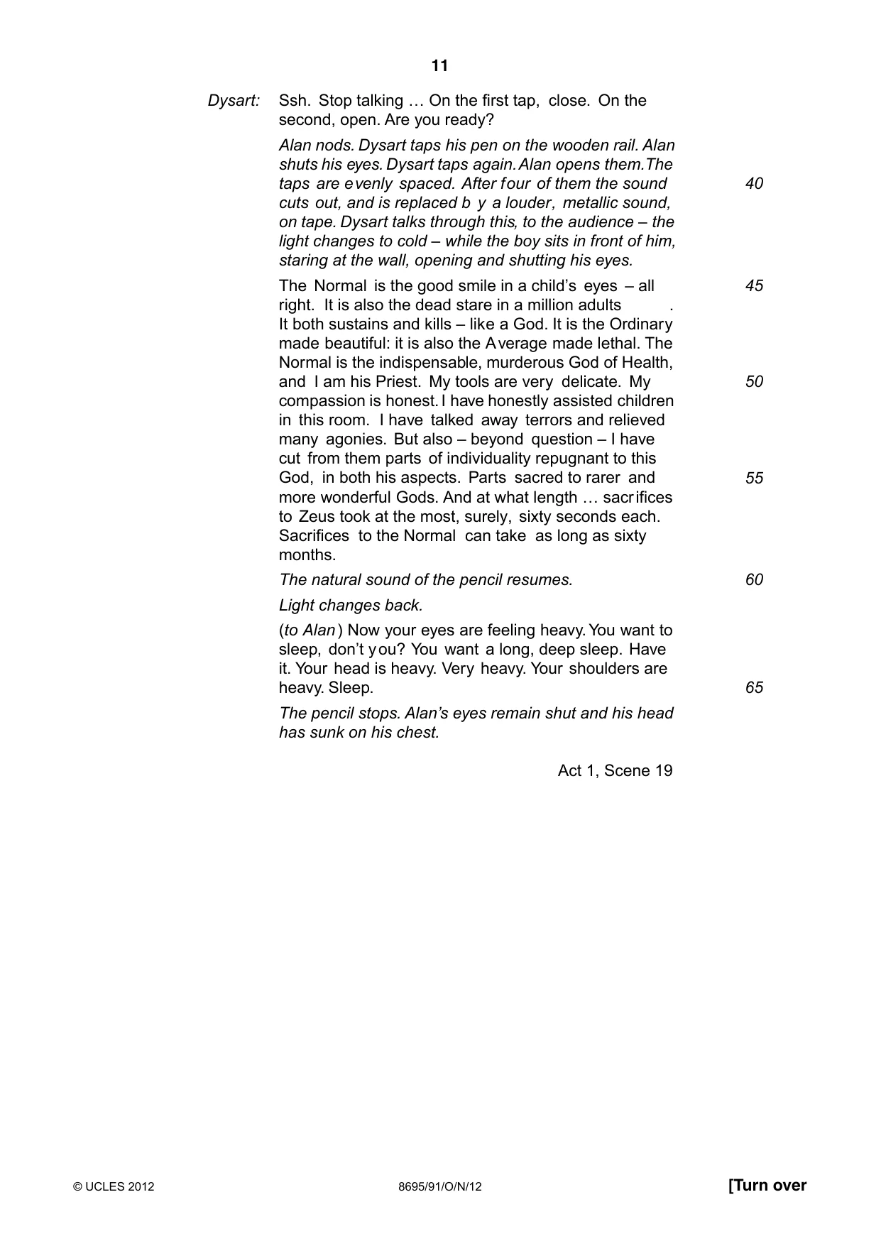 Cambridge A Level English - Language and Literature (AS Level only, from 2016) 8695 2012 Oct/Nov Paper 9 · Variant 1 question paper, page 10 of 14