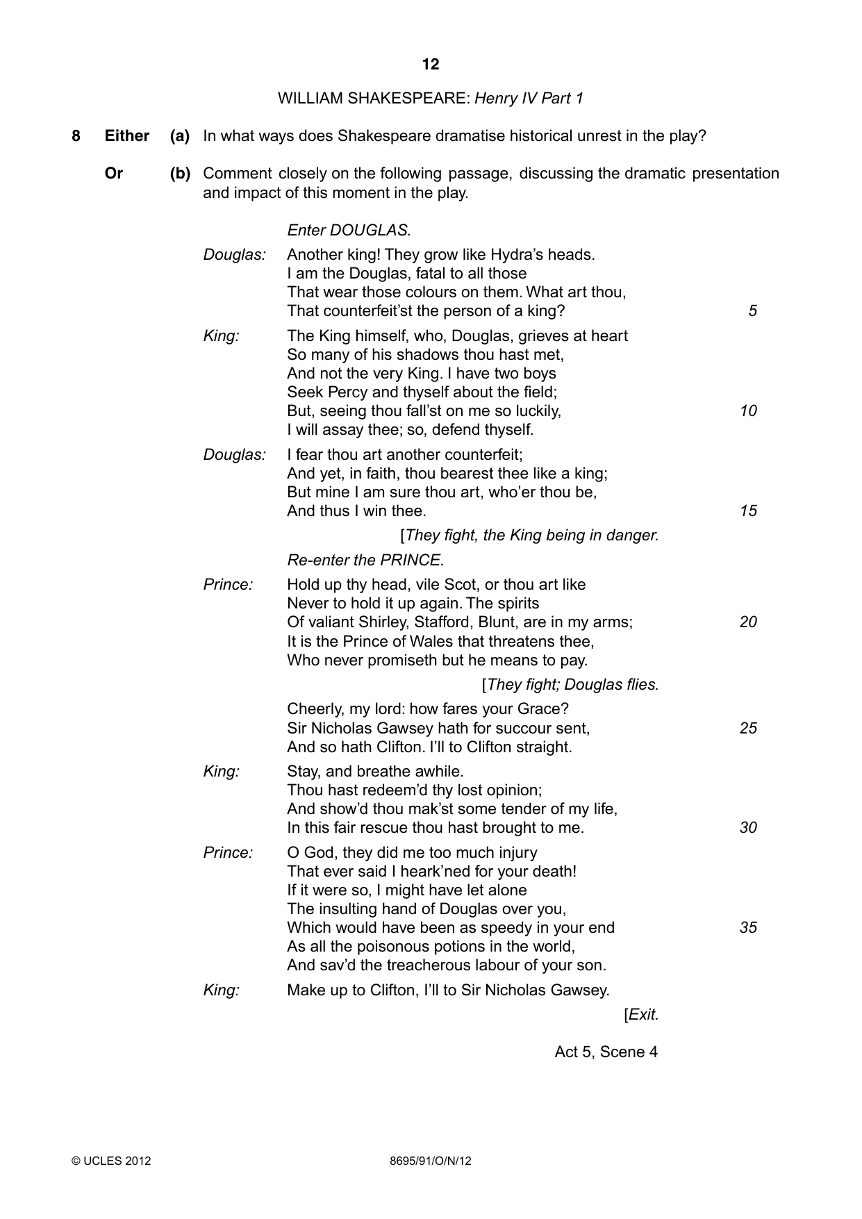Cambridge A Level English - Language and Literature (AS Level only, from 2016) 8695 2012 Oct/Nov Paper 9 · Variant 1 question paper, page 11 of 14