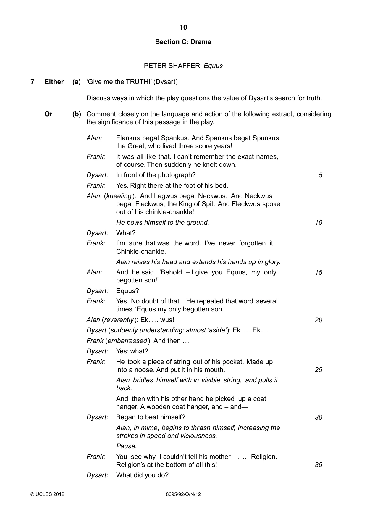 Cambridge A Level English - Language and Literature (AS Level only, from 2016) 8695 2012 Oct/Nov Paper 9 · Variant 2 question paper, page 10 of 15