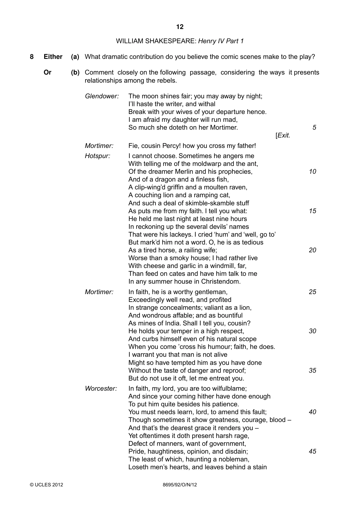 Cambridge A Level English - Language and Literature (AS Level only, from 2016) 8695 2012 Oct/Nov Paper 9 · Variant 2 question paper, page 12 of 15