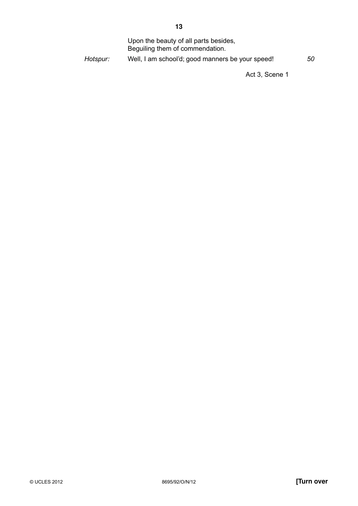 Cambridge A Level English - Language and Literature (AS Level only, from 2016) 8695 2012 Oct/Nov Paper 9 · Variant 2 question paper, page 13 of 15
