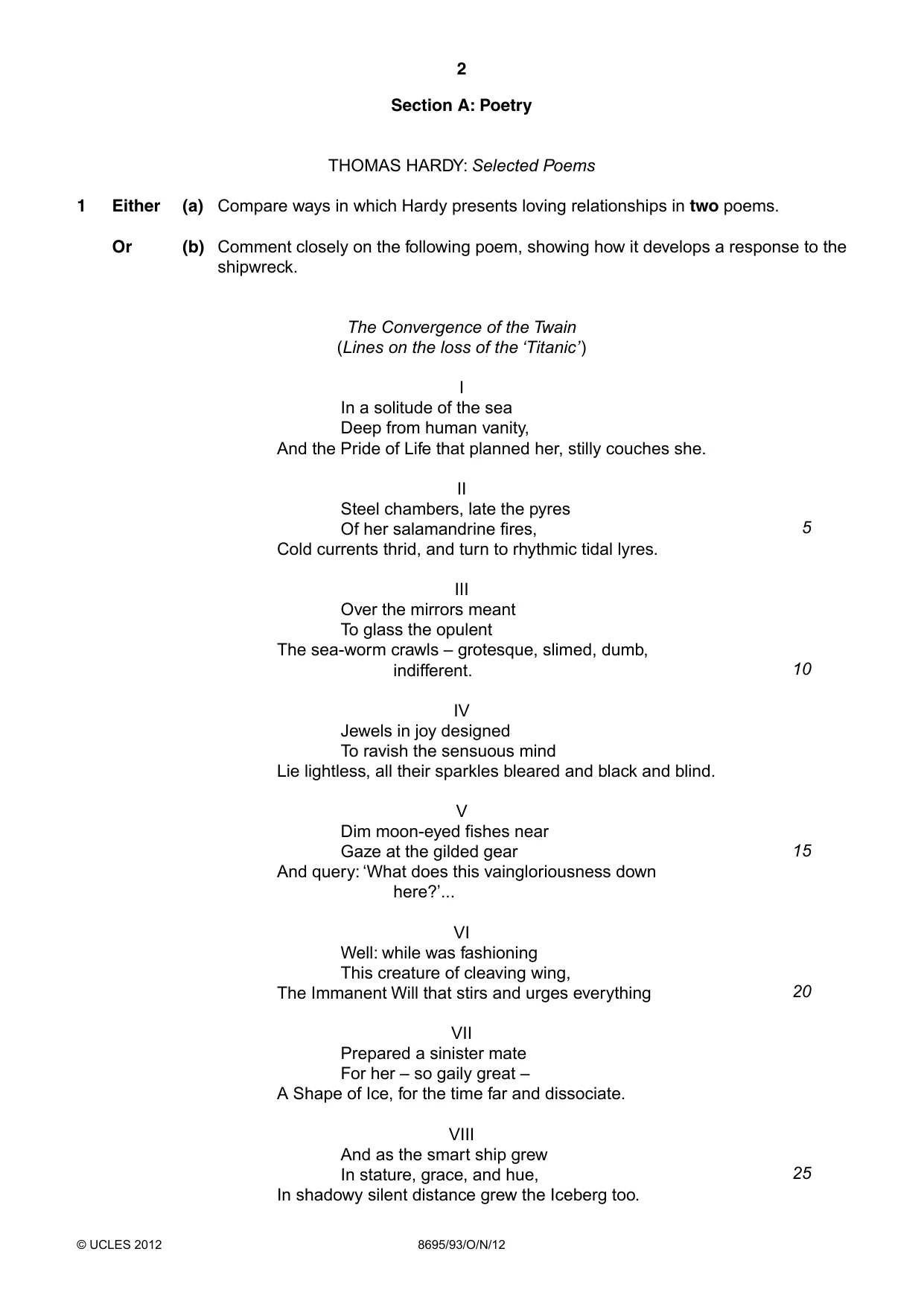 Cambridge A Level English - Language and Literature (AS Level only, from 2016) 8695 2012 Oct/Nov Paper 9 · Variant 3 question paper, page 2 of 17