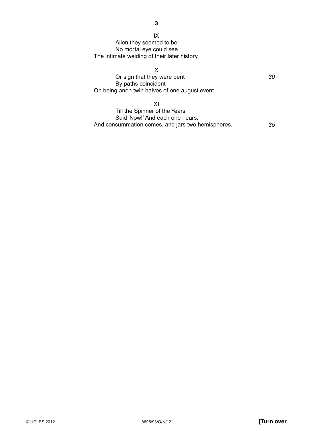 Cambridge A Level English - Language and Literature (AS Level only, from 2016) 8695 2012 Oct/Nov Paper 9 · Variant 3 question paper, page 3 of 17