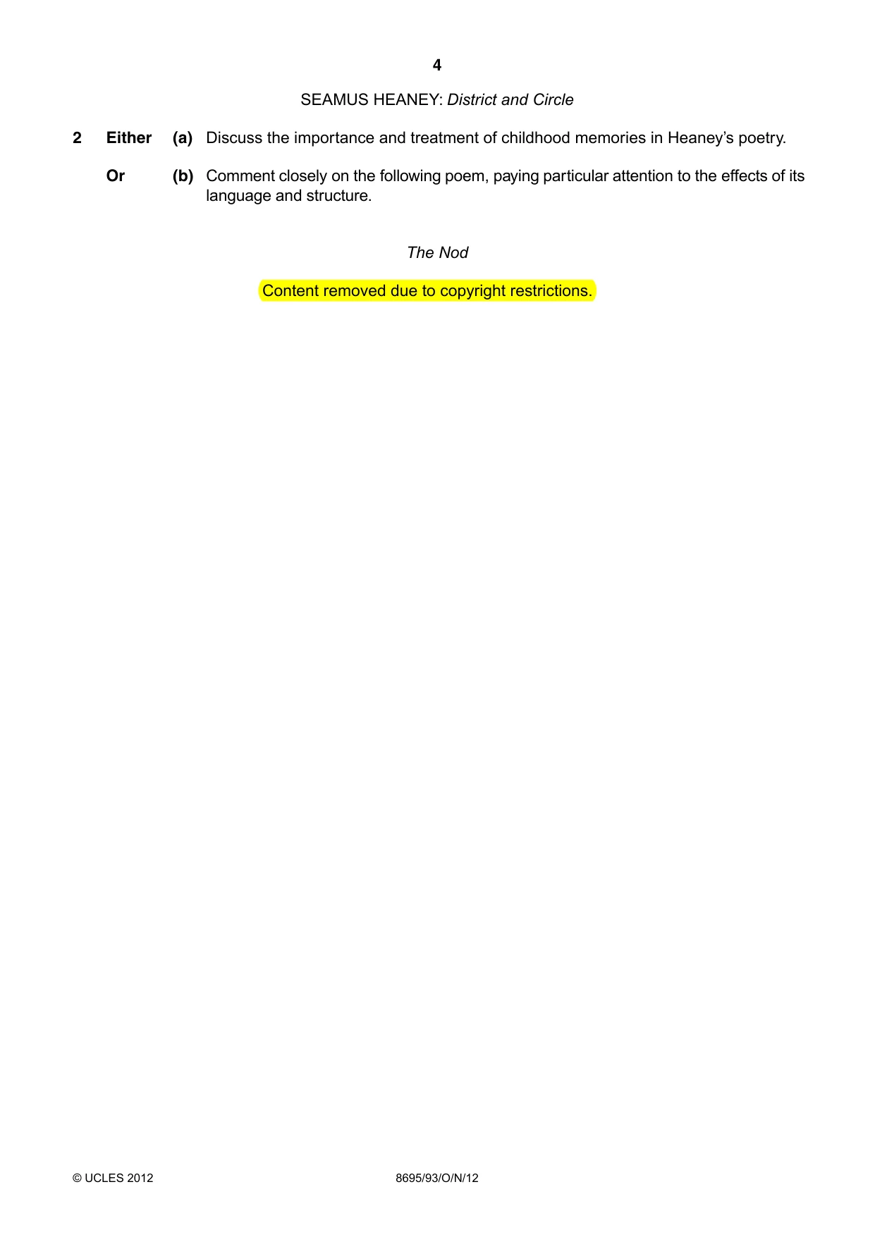 Cambridge A Level English - Language and Literature (AS Level only, from 2016) 8695 2012 Oct/Nov Paper 9 · Variant 3 question paper, page 4 of 17