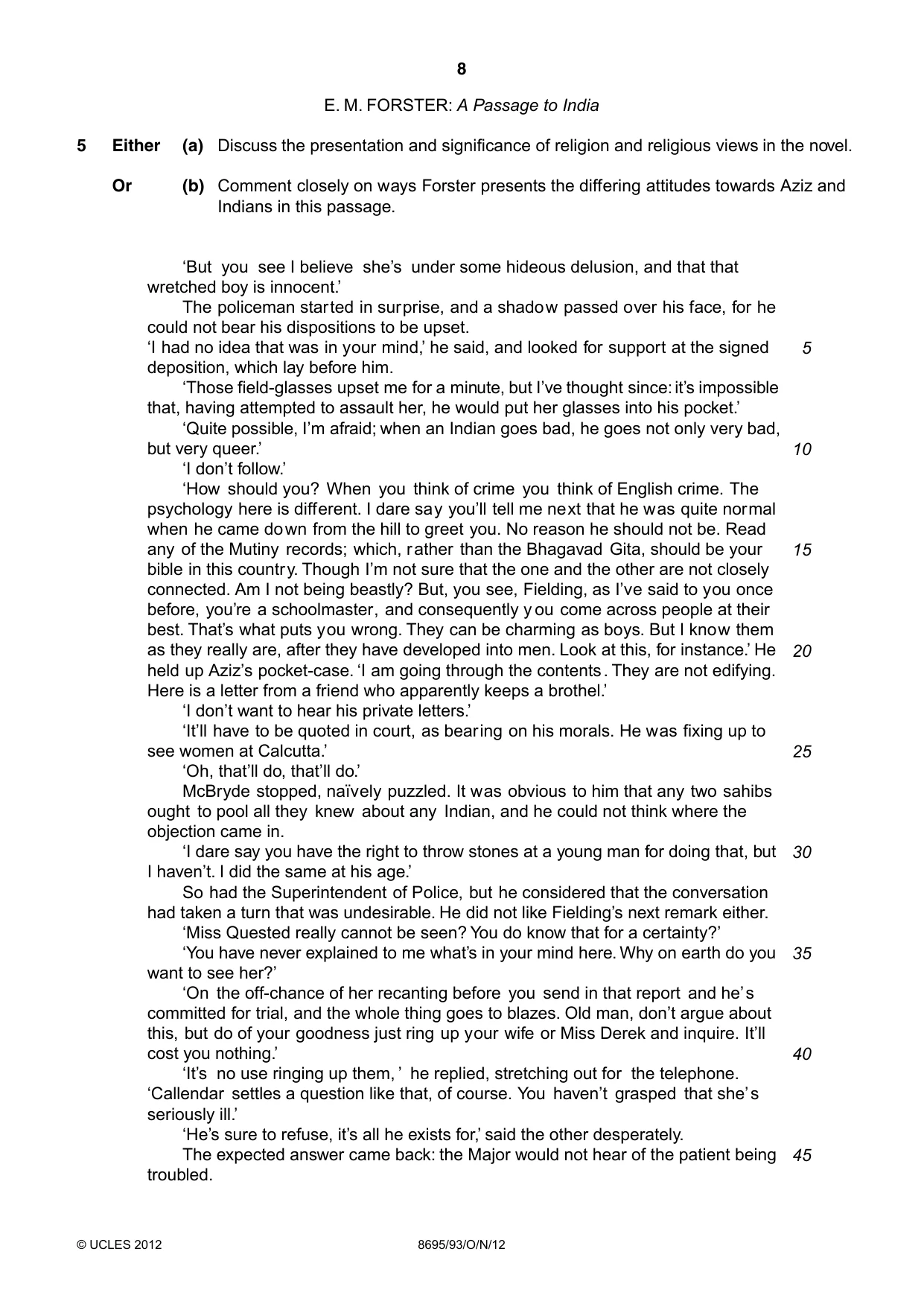 Cambridge A Level English - Language and Literature (AS Level only, from 2016) 8695 2012 Oct/Nov Paper 9 · Variant 3 question paper, page 8 of 17