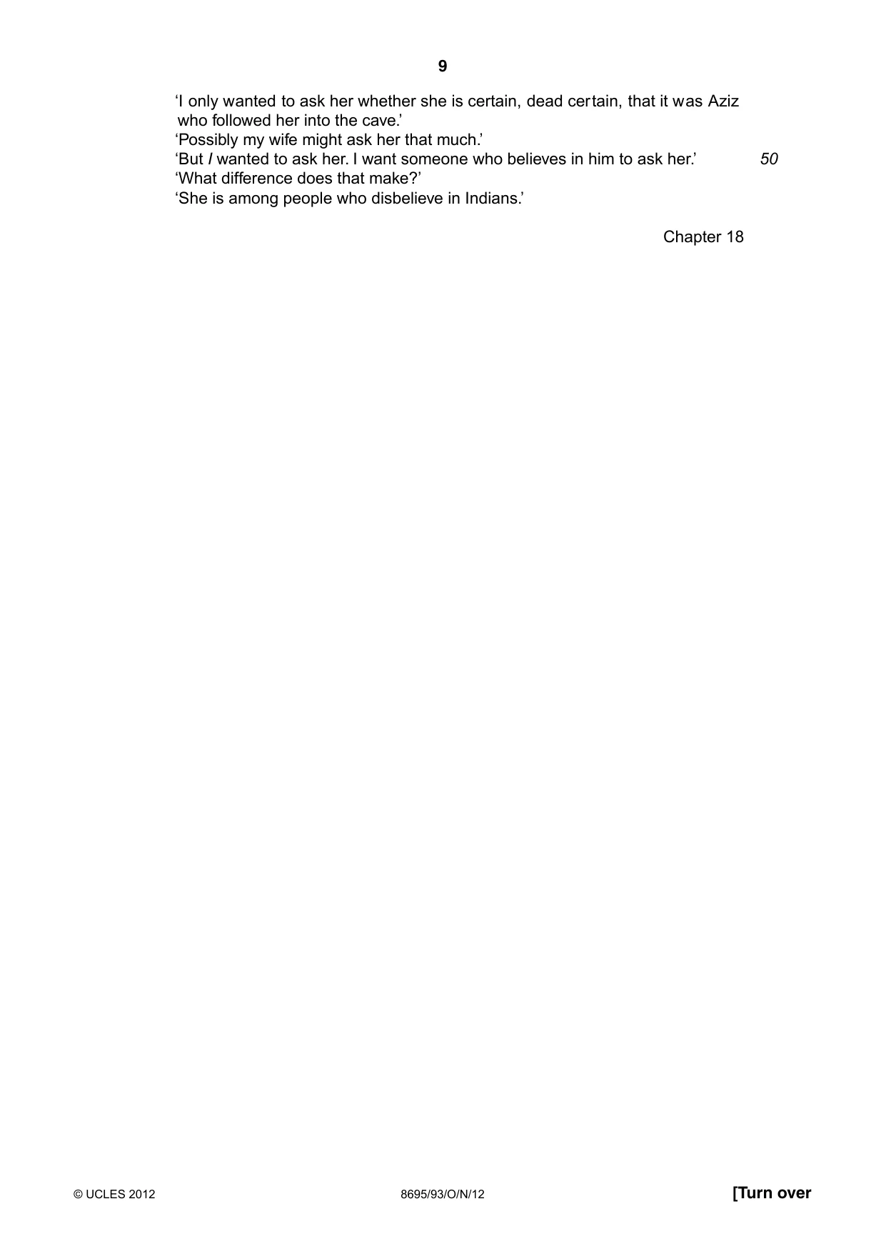 Cambridge A Level English - Language and Literature (AS Level only, from 2016) 8695 2012 Oct/Nov Paper 9 · Variant 3 question paper, page 9 of 17