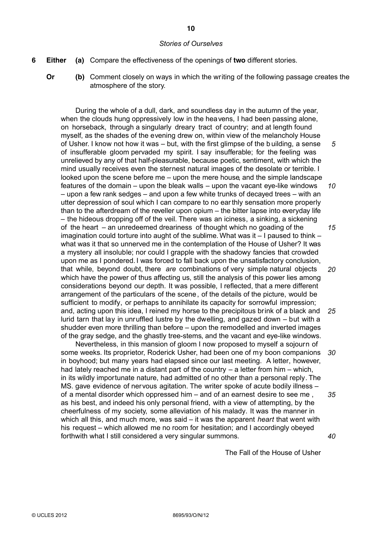 Cambridge A Level English - Language and Literature (AS Level only, from 2016) 8695 2012 Oct/Nov Paper 9 · Variant 3 question paper, page 10 of 17