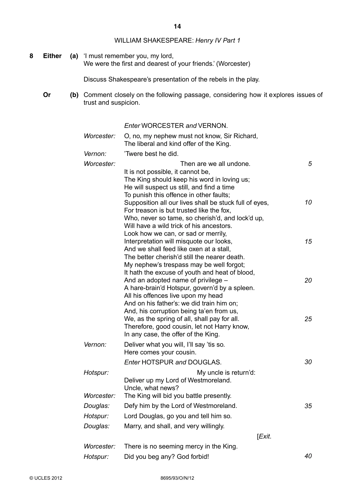 Cambridge A Level English - Language and Literature (AS Level only, from 2016) 8695 2012 Oct/Nov Paper 9 · Variant 3 question paper, page 14 of 17