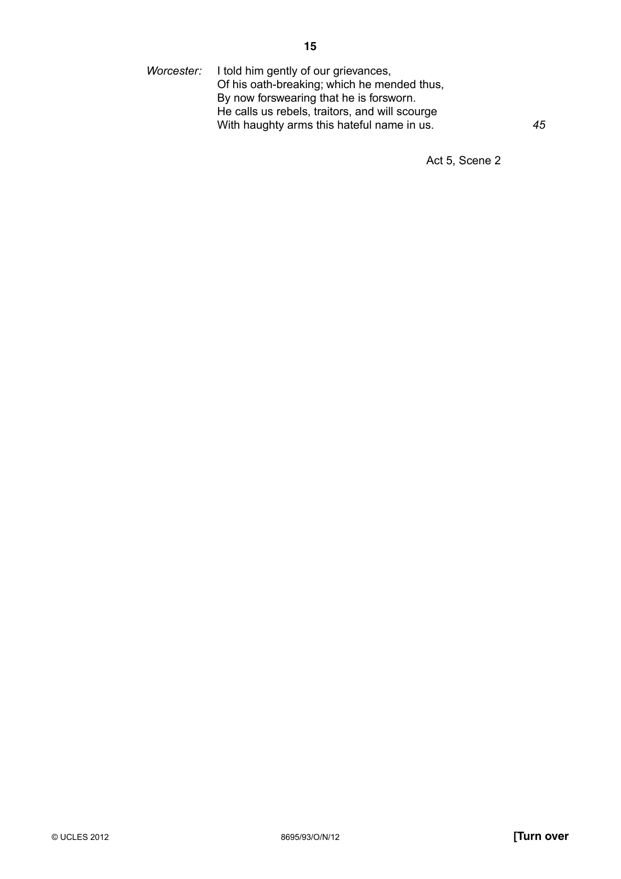 Cambridge A Level English - Language and Literature (AS Level only, from 2016) 8695 2012 Oct/Nov Paper 9 · Variant 3 question paper, page 15 of 17