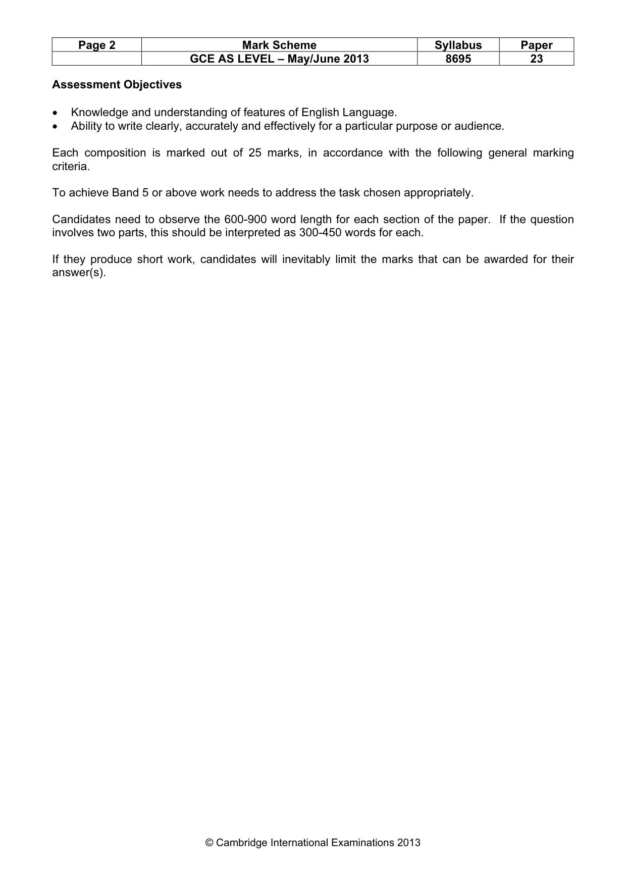 Mark scheme, page 2 of 6