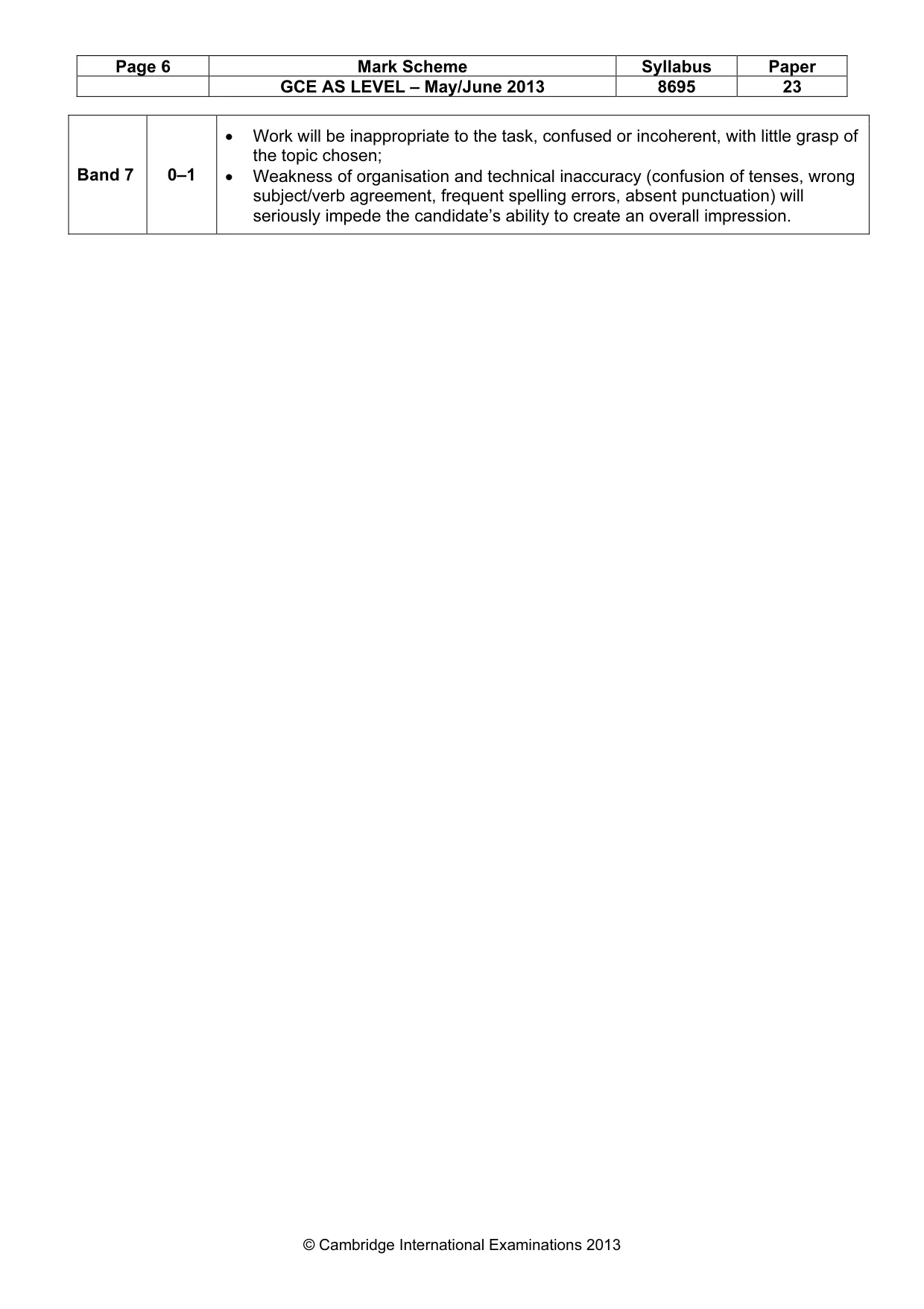 Mark scheme, page 6 of 6