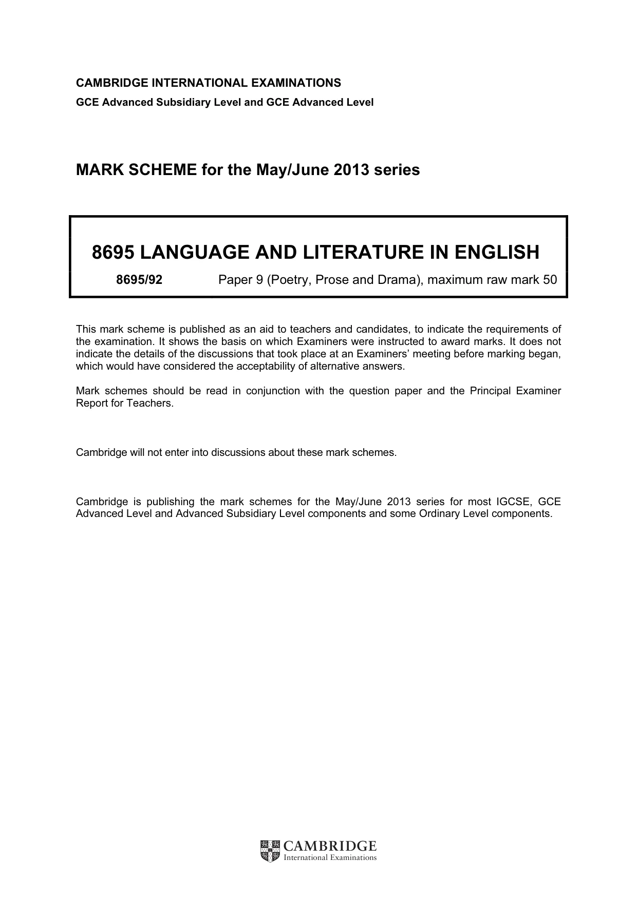 Mark scheme, page 1 of 5