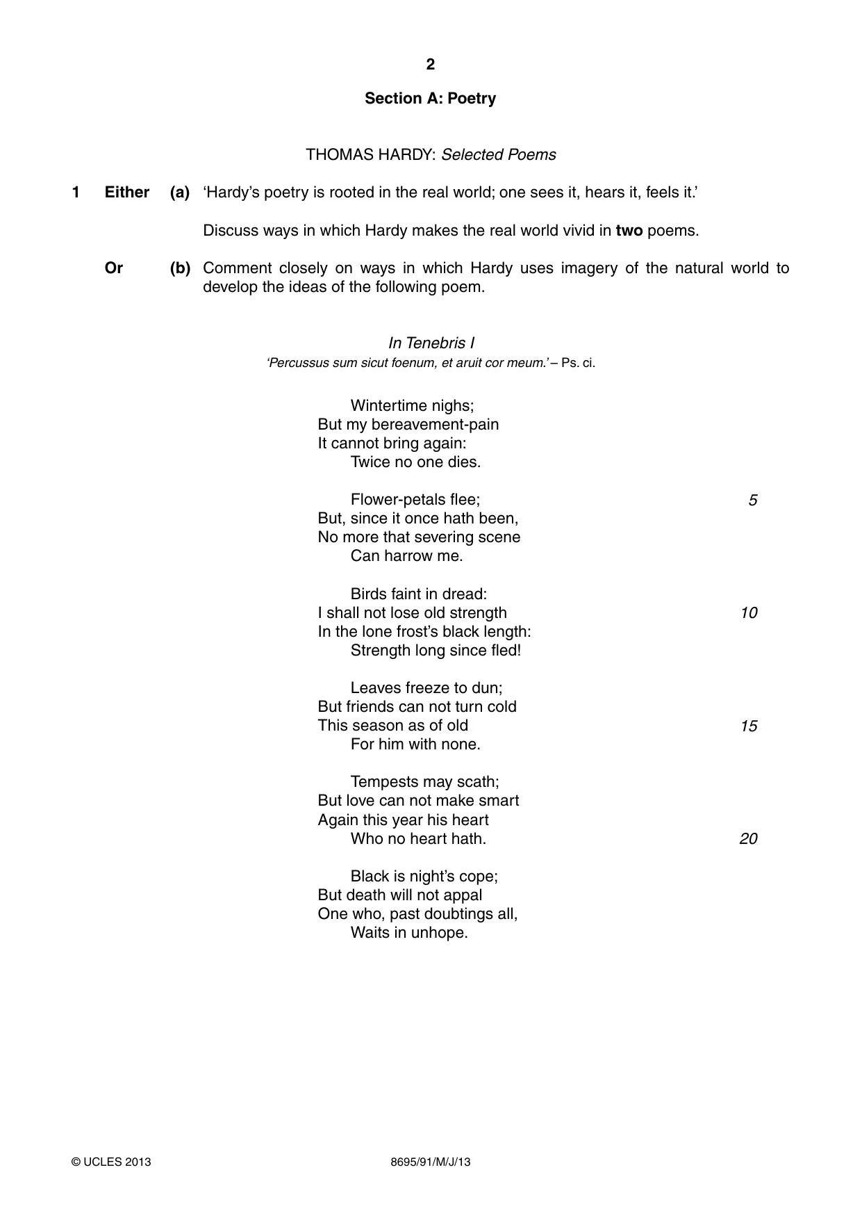 Cambridge A Level English - Language and Literature (AS Level only, from 2016) 8695 2013 May/June Paper 9 · Variant 1 question paper, page 2 of 16