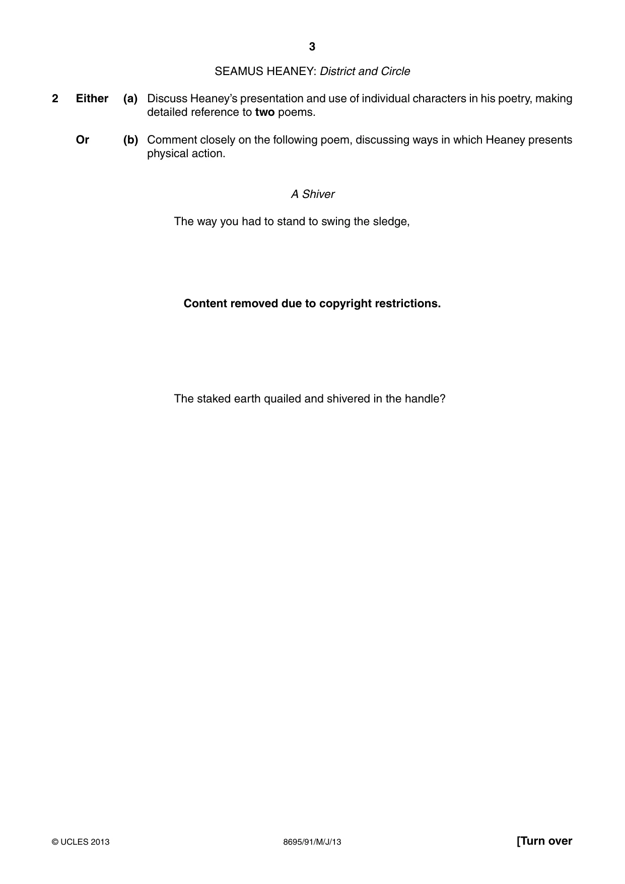 Cambridge A Level English - Language and Literature (AS Level only, from 2016) 8695 2013 May/June Paper 9 · Variant 1 question paper, page 3 of 16