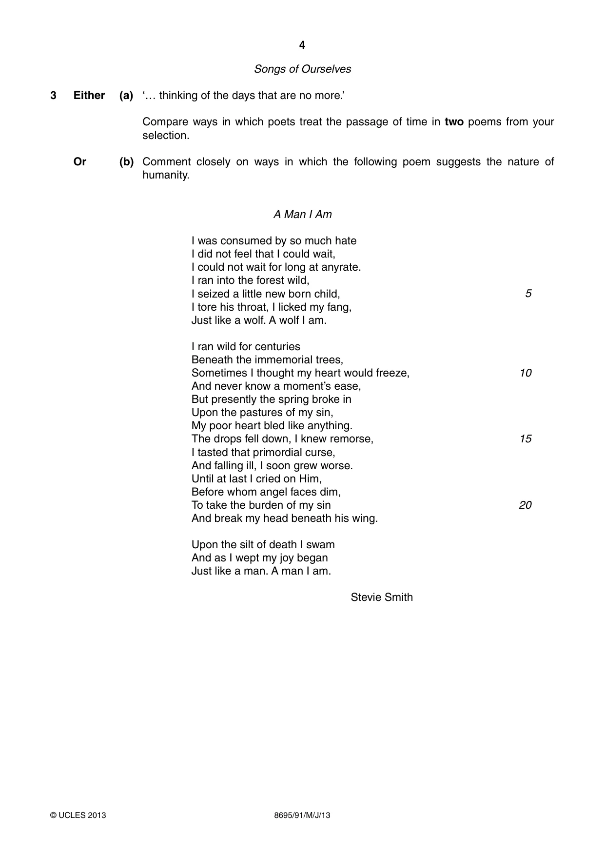 Cambridge A Level English - Language and Literature (AS Level only, from 2016) 8695 2013 May/June Paper 9 · Variant 1 question paper, page 4 of 16