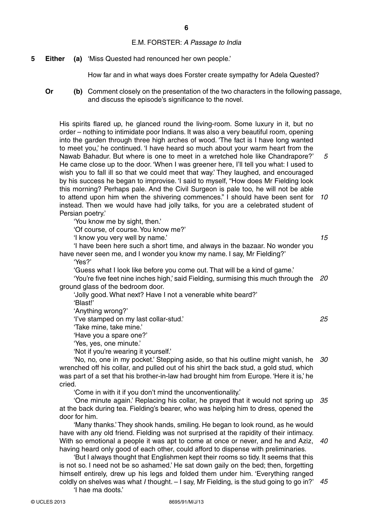 Cambridge A Level English - Language and Literature (AS Level only, from 2016) 8695 2013 May/June Paper 9 · Variant 1 question paper, page 6 of 16