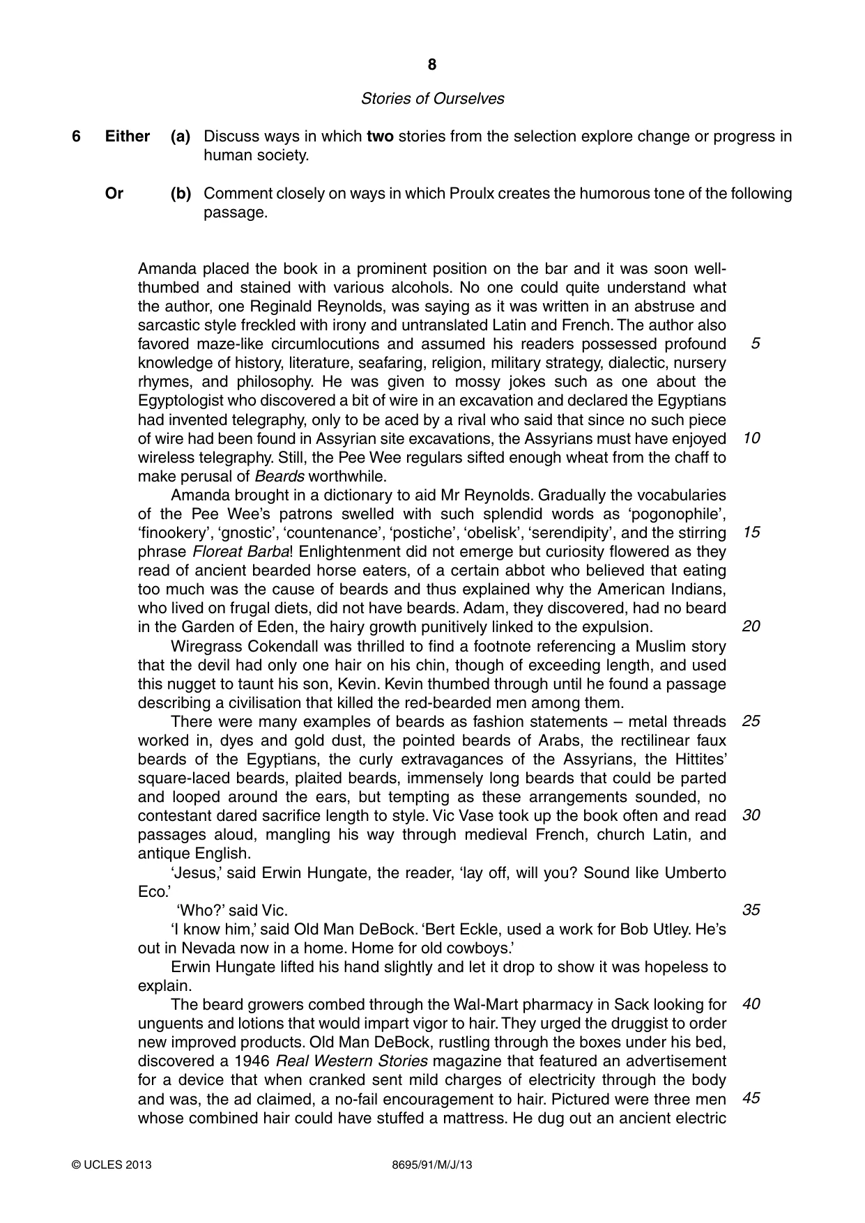 Cambridge A Level English - Language and Literature (AS Level only, from 2016) 8695 2013 May/June Paper 9 · Variant 1 question paper, page 8 of 16